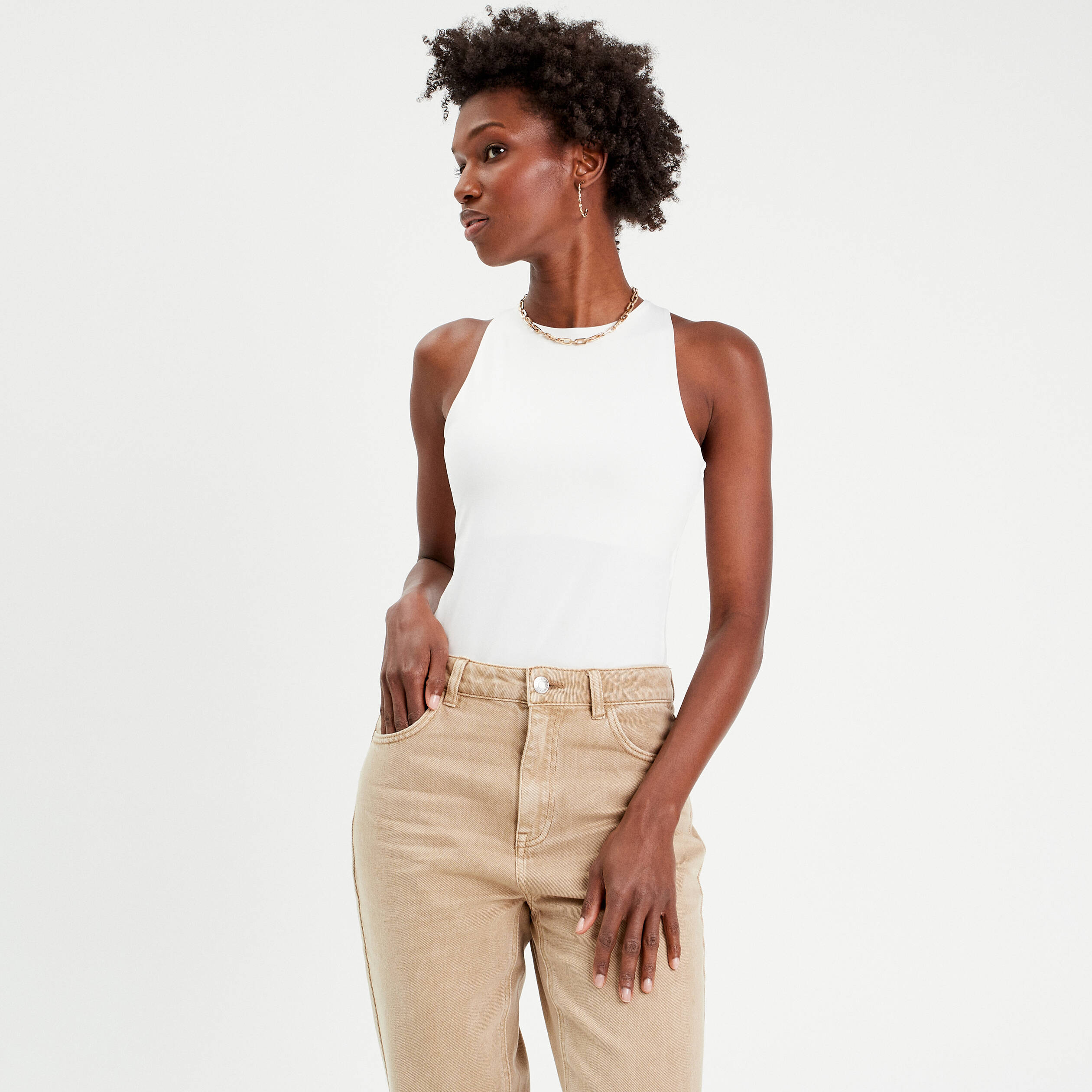 body sans manches effet seconde peau blanc femme Body sans manches effet seconde peau blanc femme