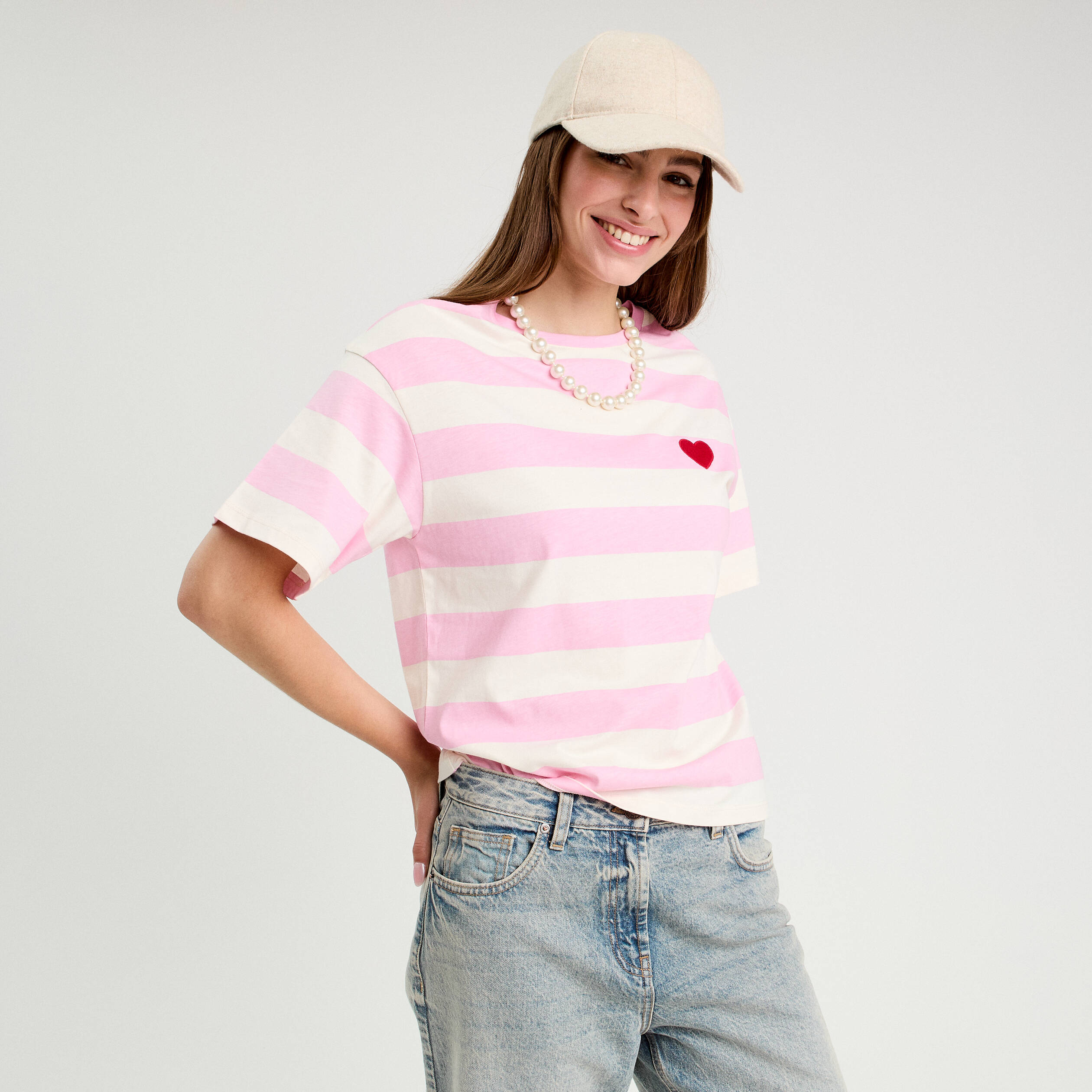 t shirt manches courtes rose clair femme T-shirt manches courtes rose clair femme