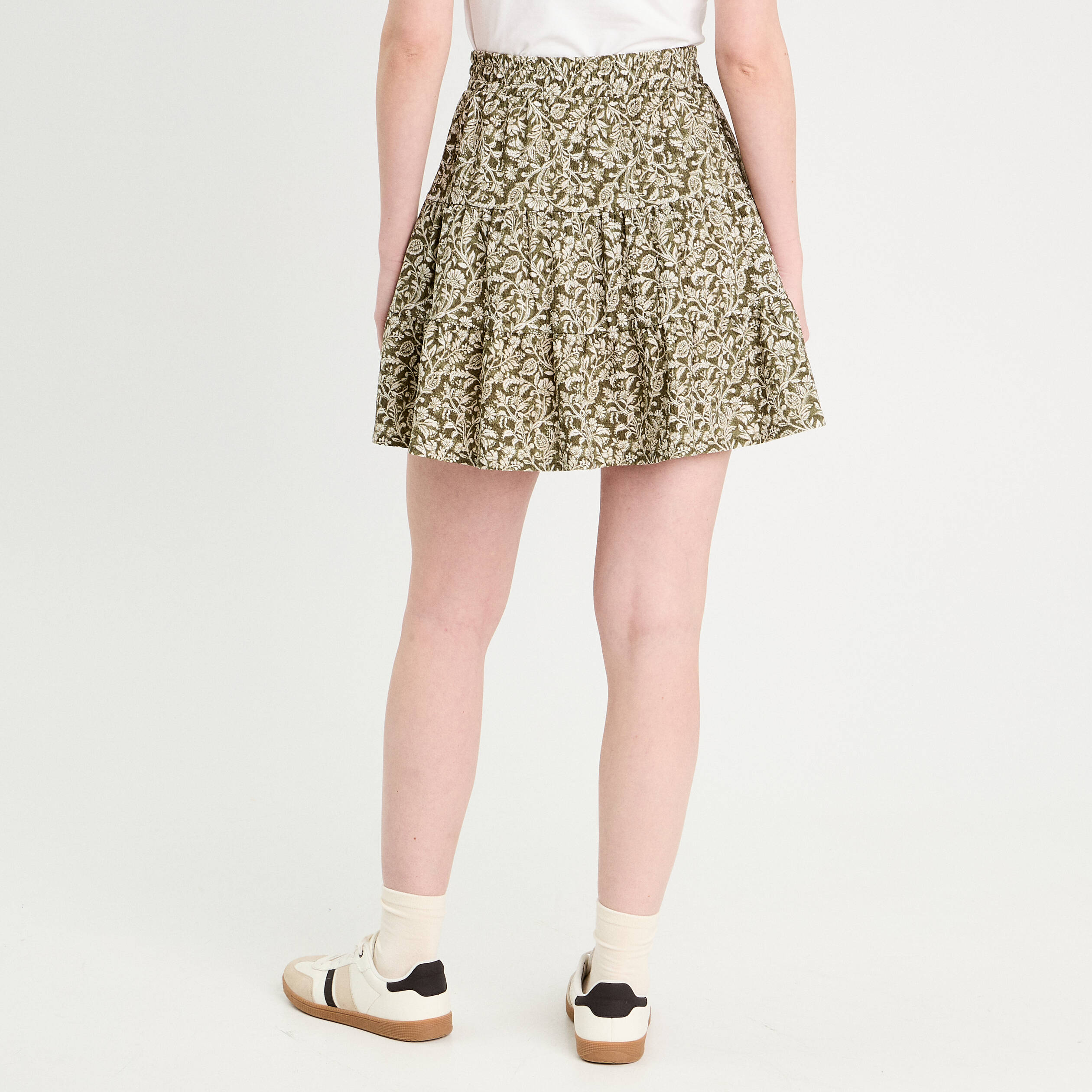 jupe evasee taille elastiquee vert kaki femme Jupe évasée taille élastiquée vert kaki femme