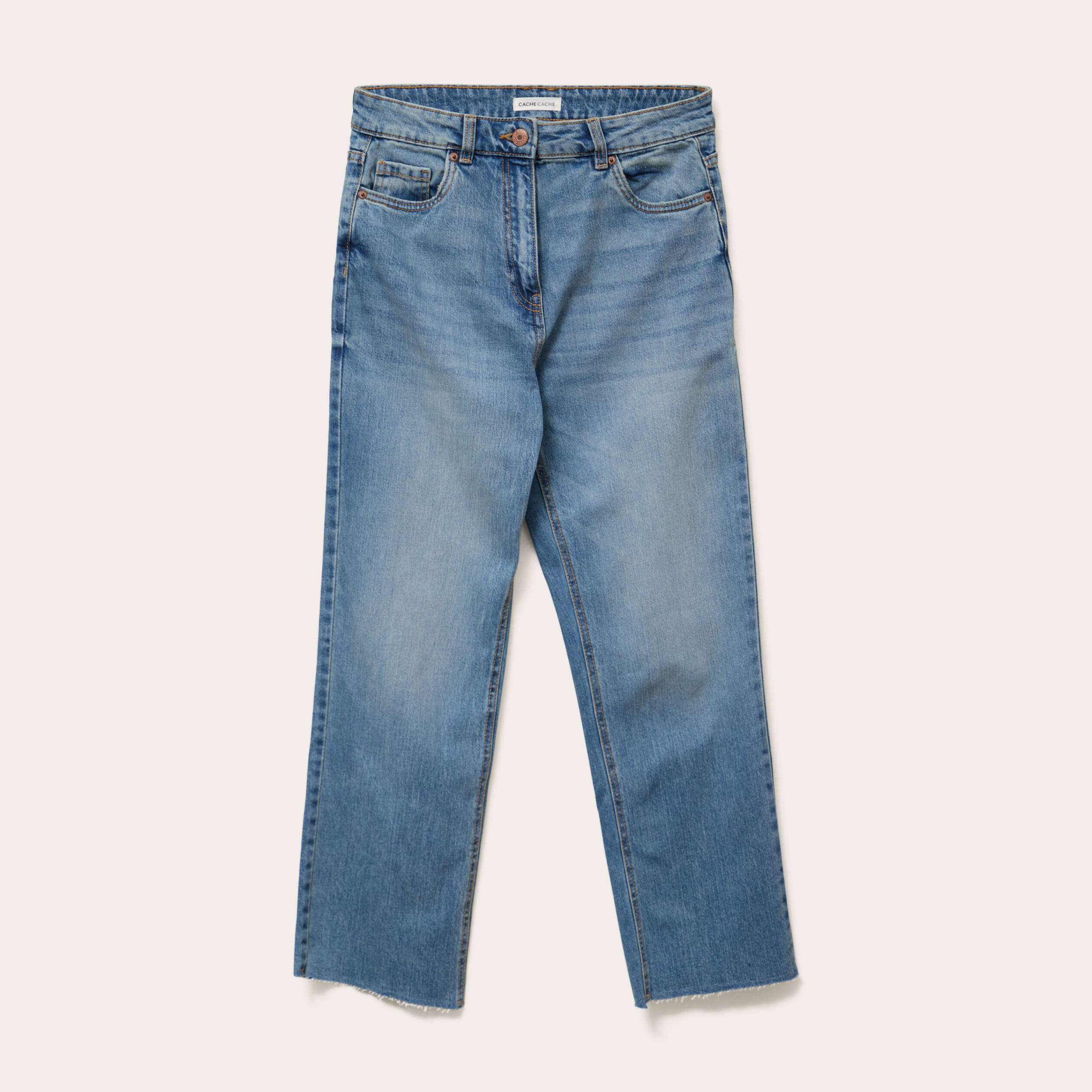 jeans droit taille haute denim dirty femme Jeans droit taille haute denim dirty femme