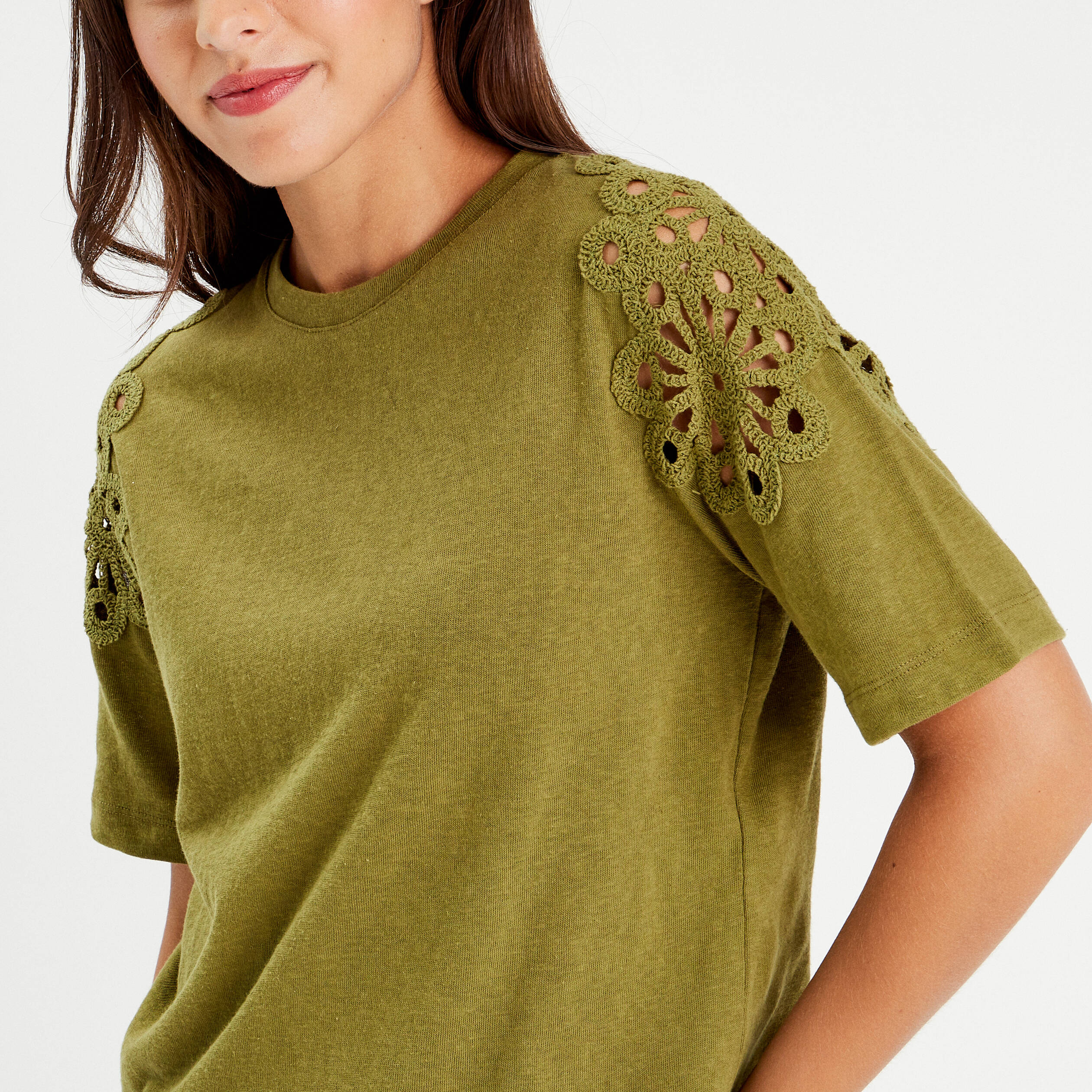 t shirt manches courtes vert olive femme T-shirt manches courtes vert olive femme
