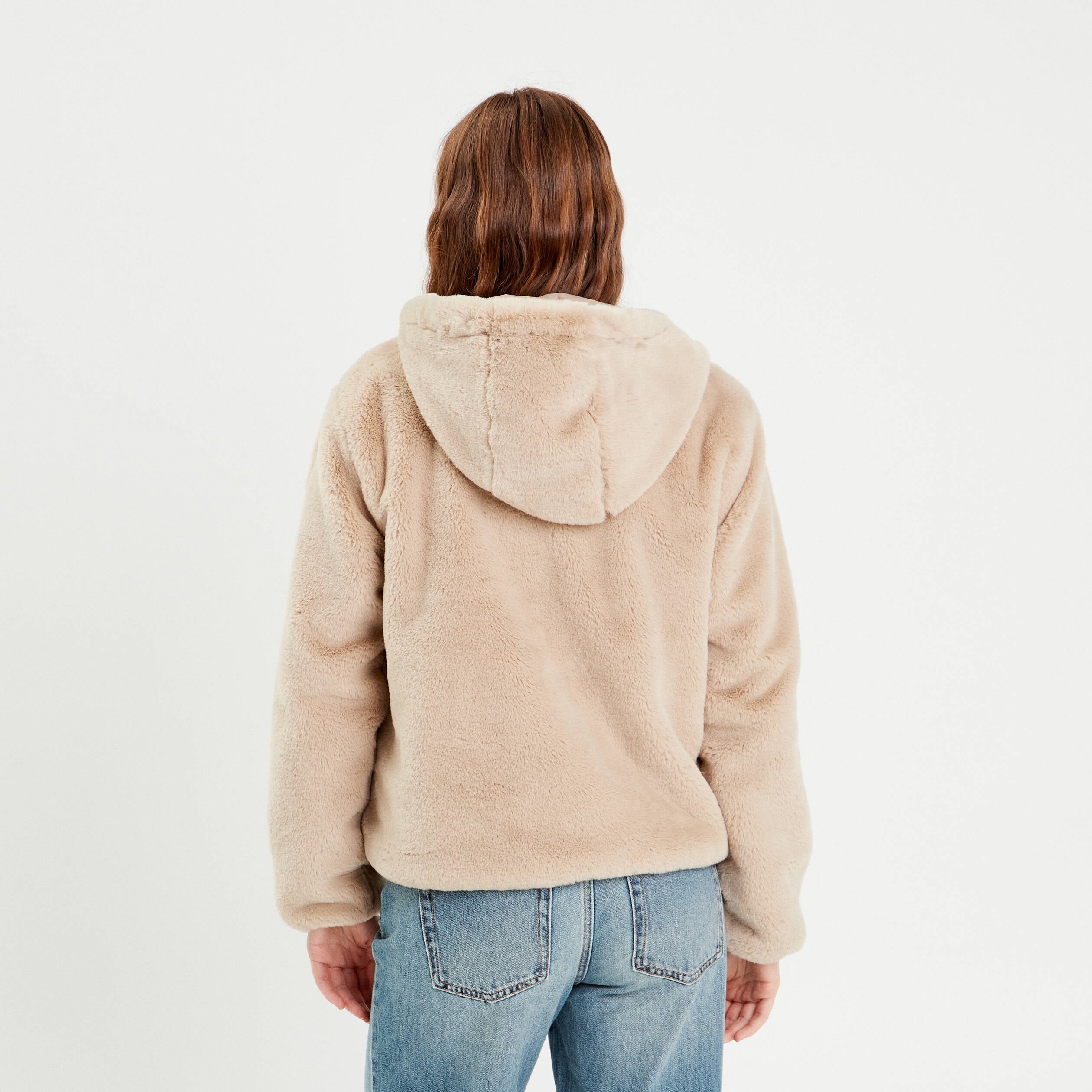 Parka r&eacute;versible &agrave; capuche beige femme