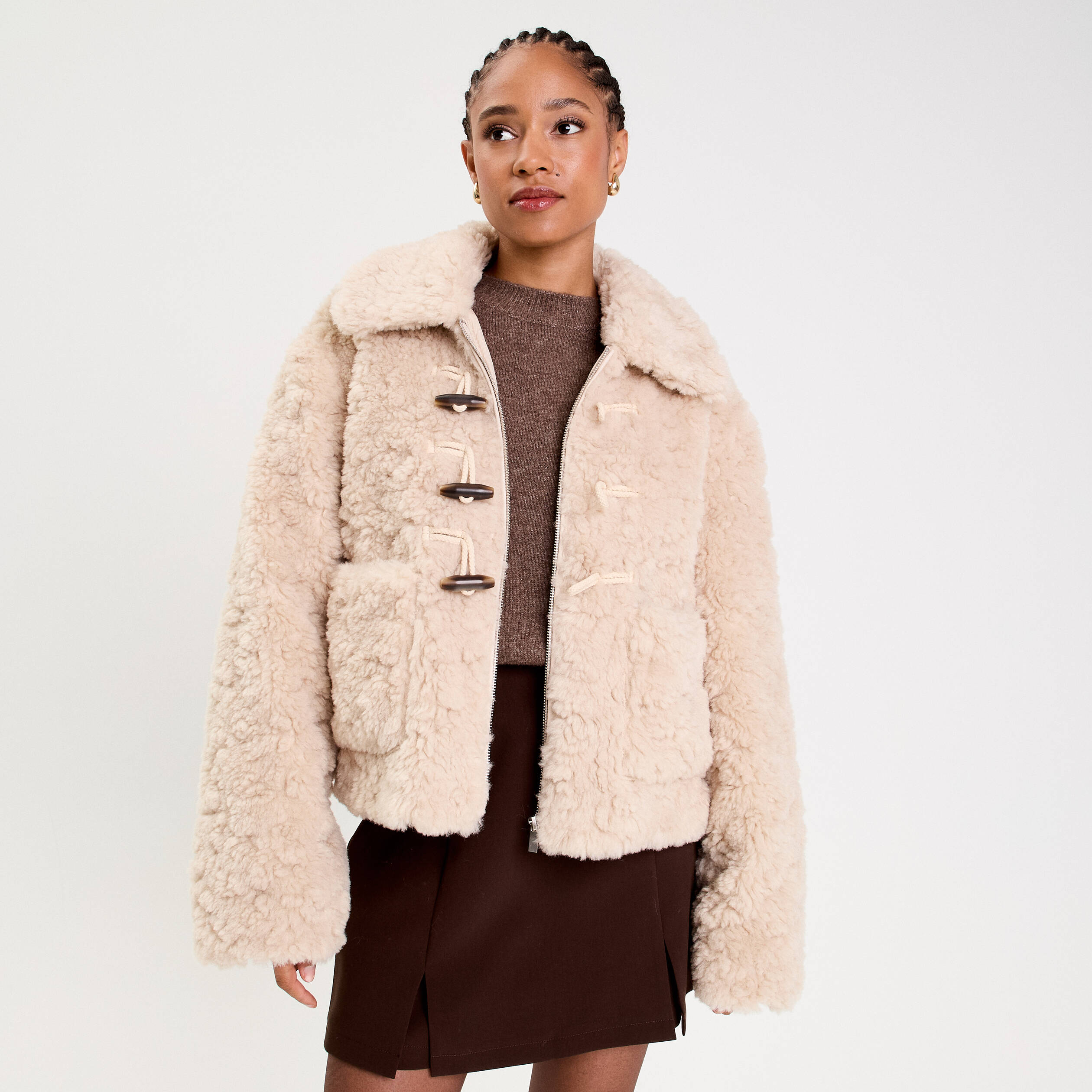 Veste Fausse Fourrure Veste Fausse Fourrure Sable Femme Vibs