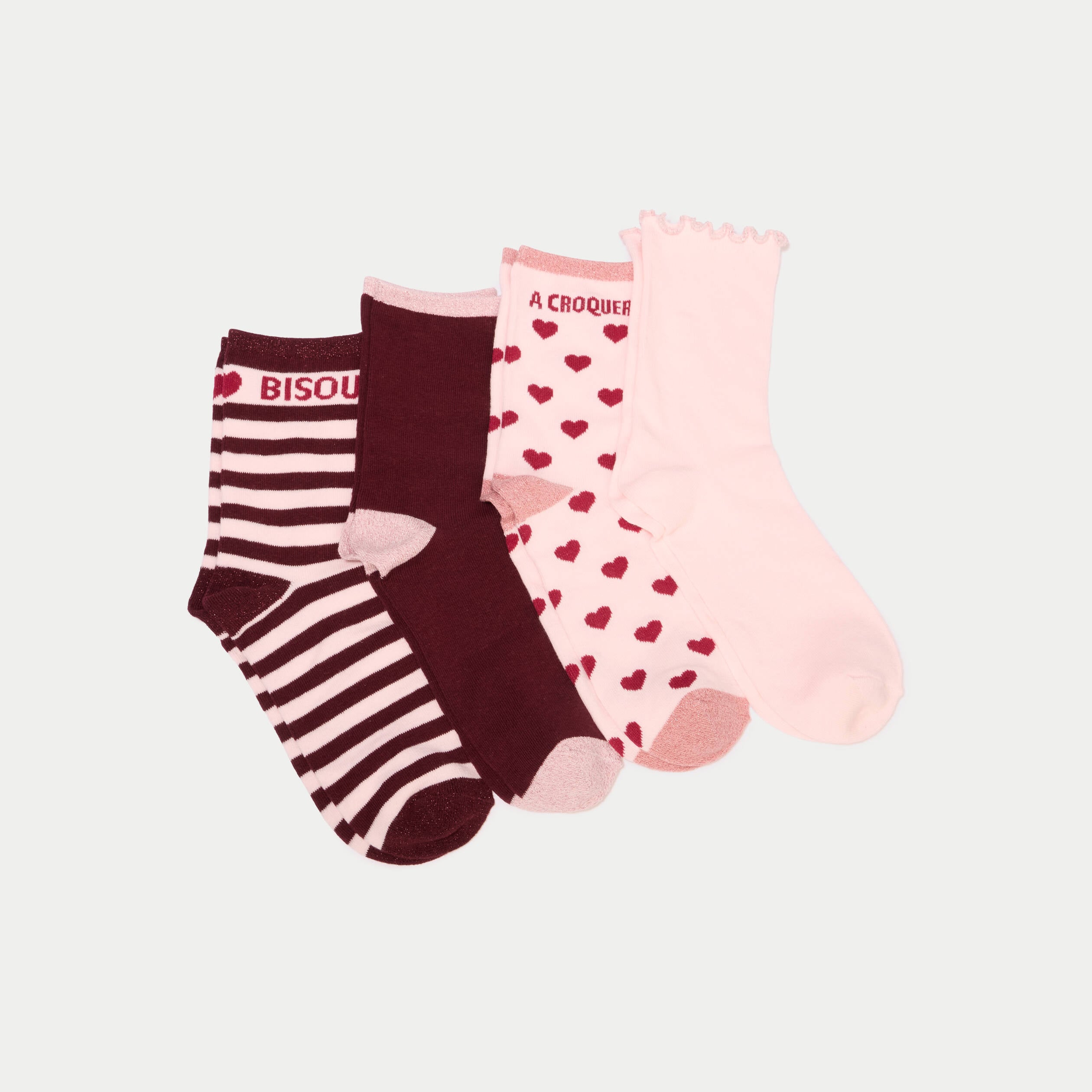 Bo&icirc;te cadeau 4 paires chaussettes rose clair femme