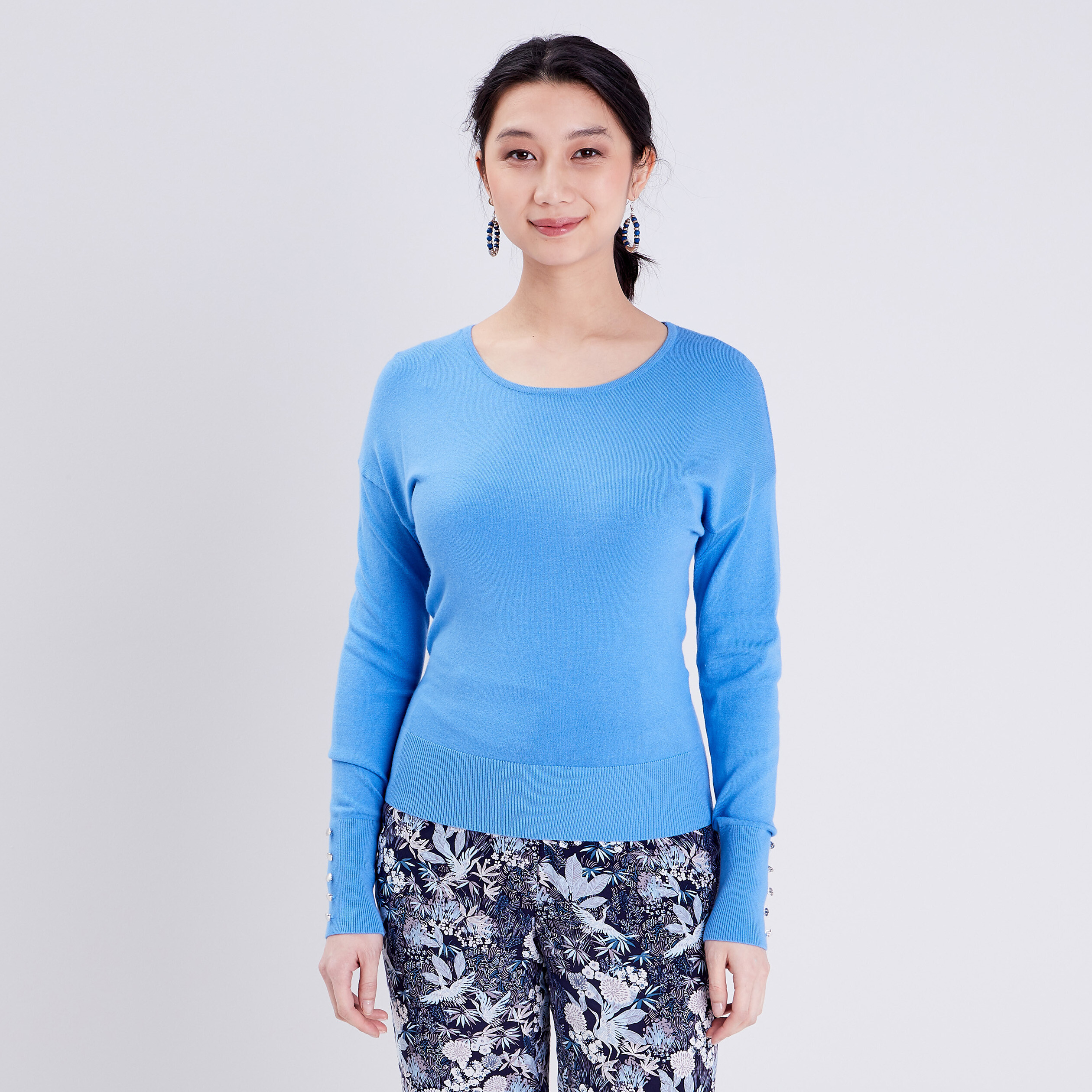 Pull avec dos ouvert bleu femme