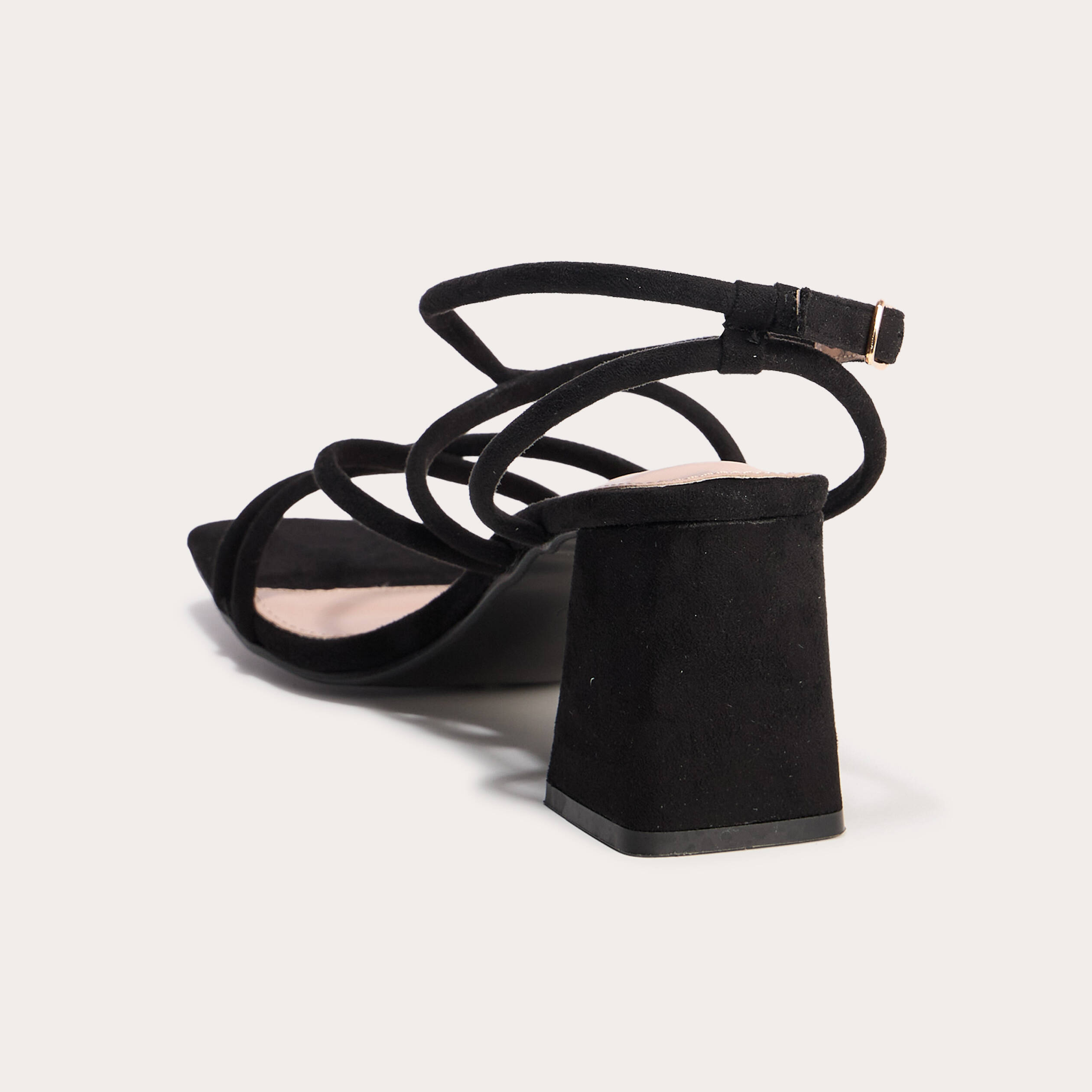 sandales a talon aspect daim noir femme Sandales à talon aspect daim noir femme
