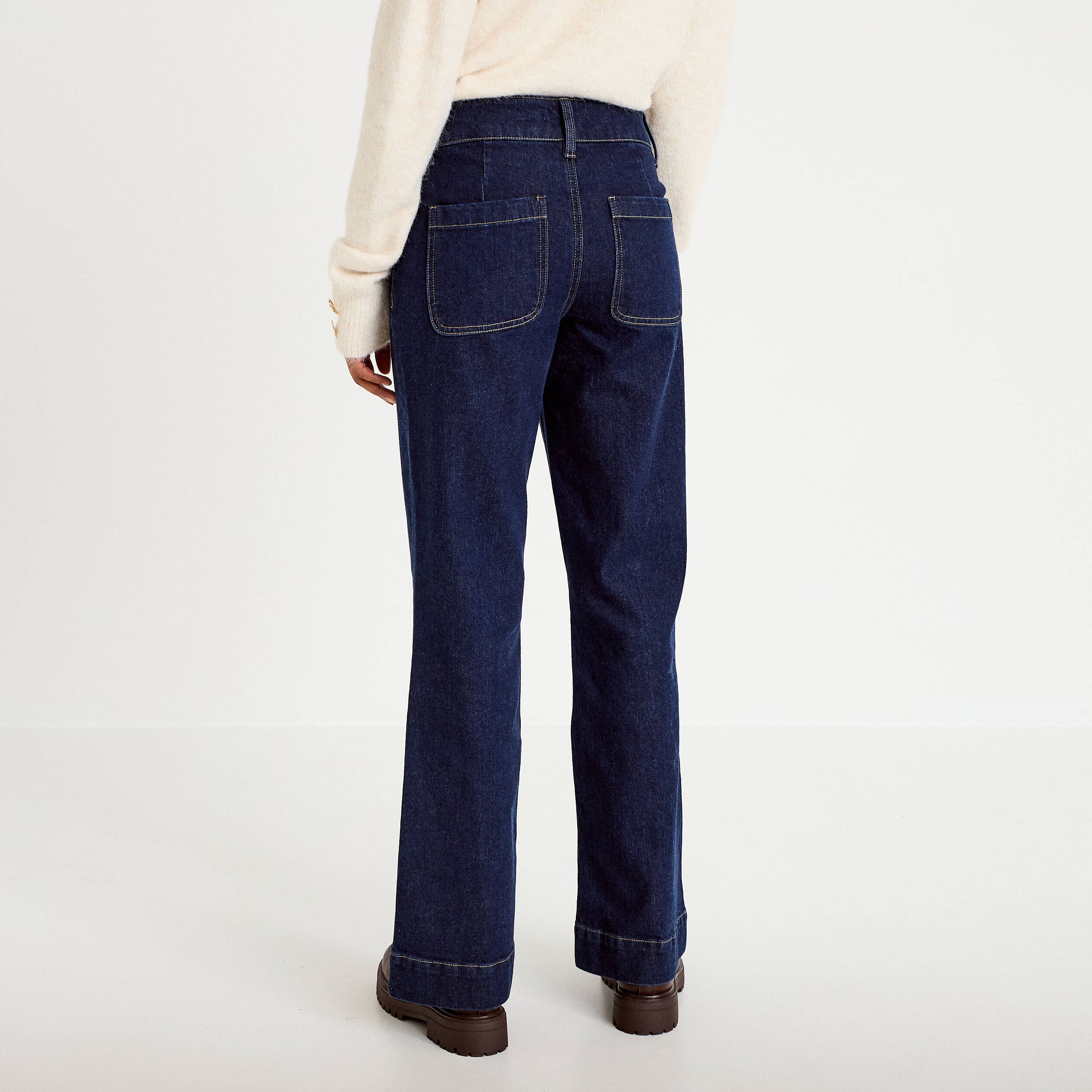 Jean bootcut taille haute denim brut femme