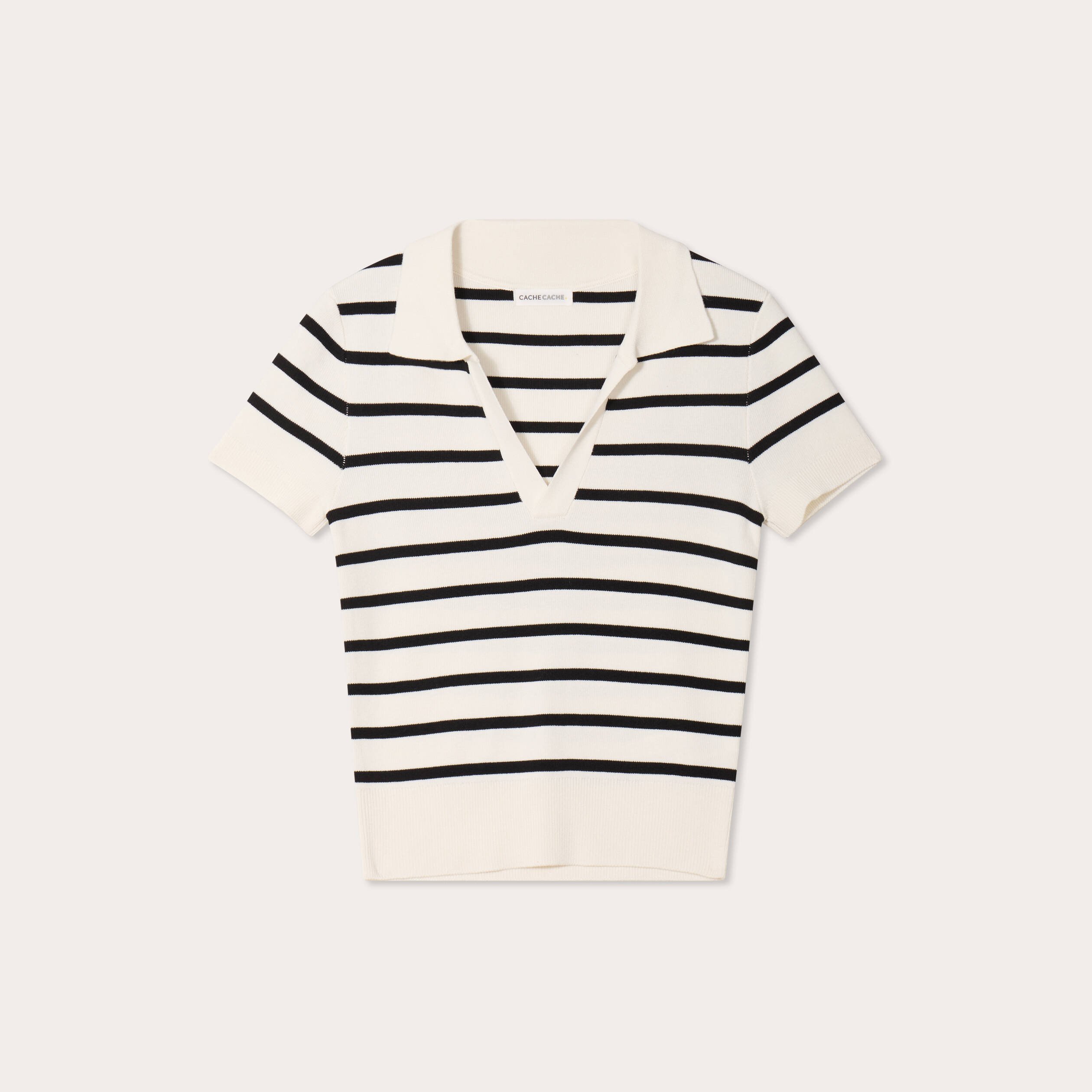 pull manches courtes col polo blanc femme Pull manches courtes col polo blanc femme