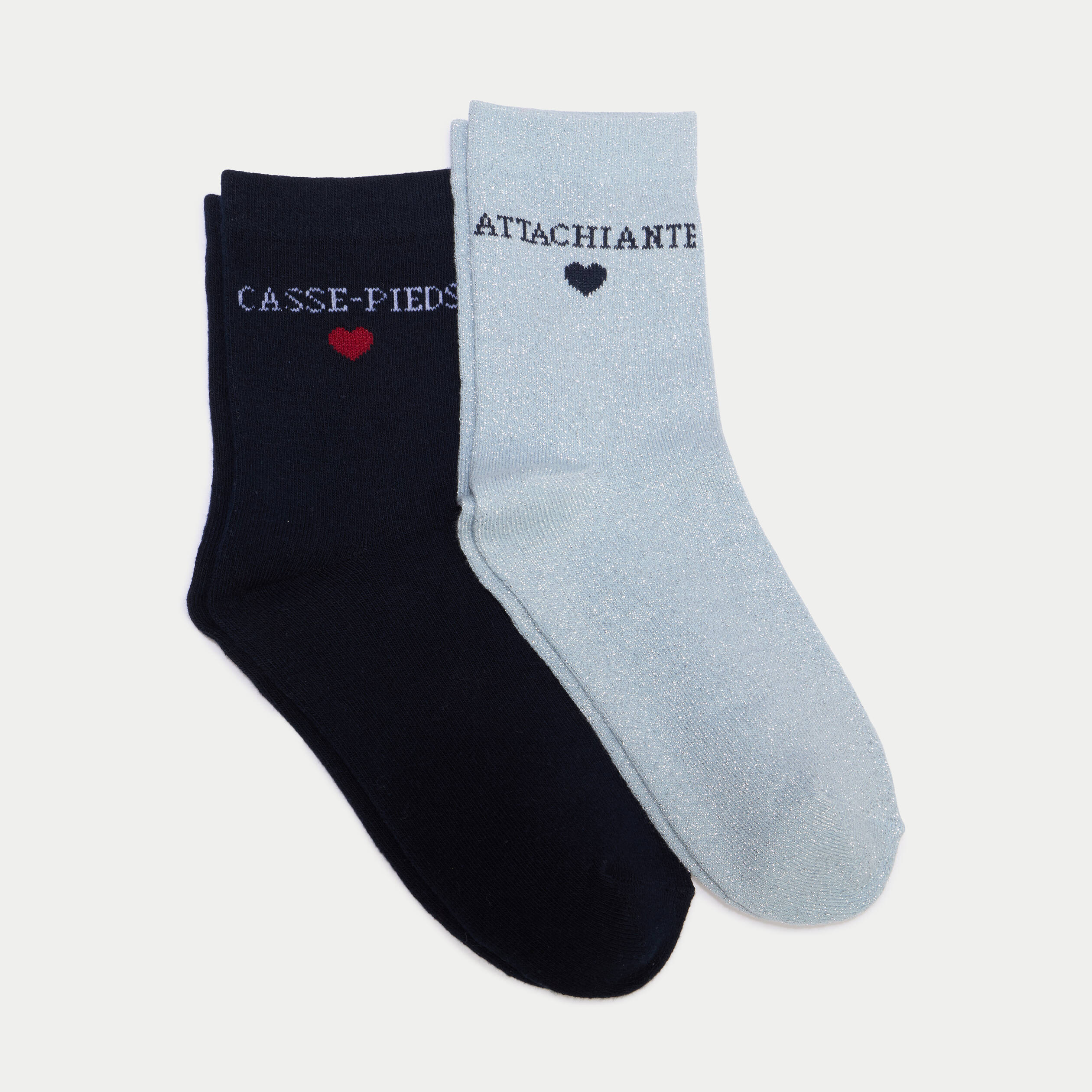 2 paires de chaussettes bleu marine femme