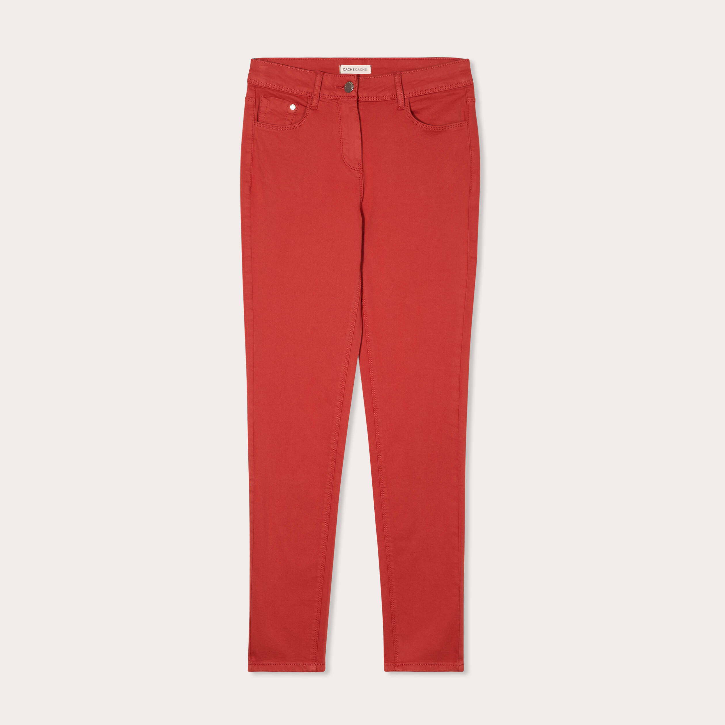 Jeans slim 5 poches rouge femme