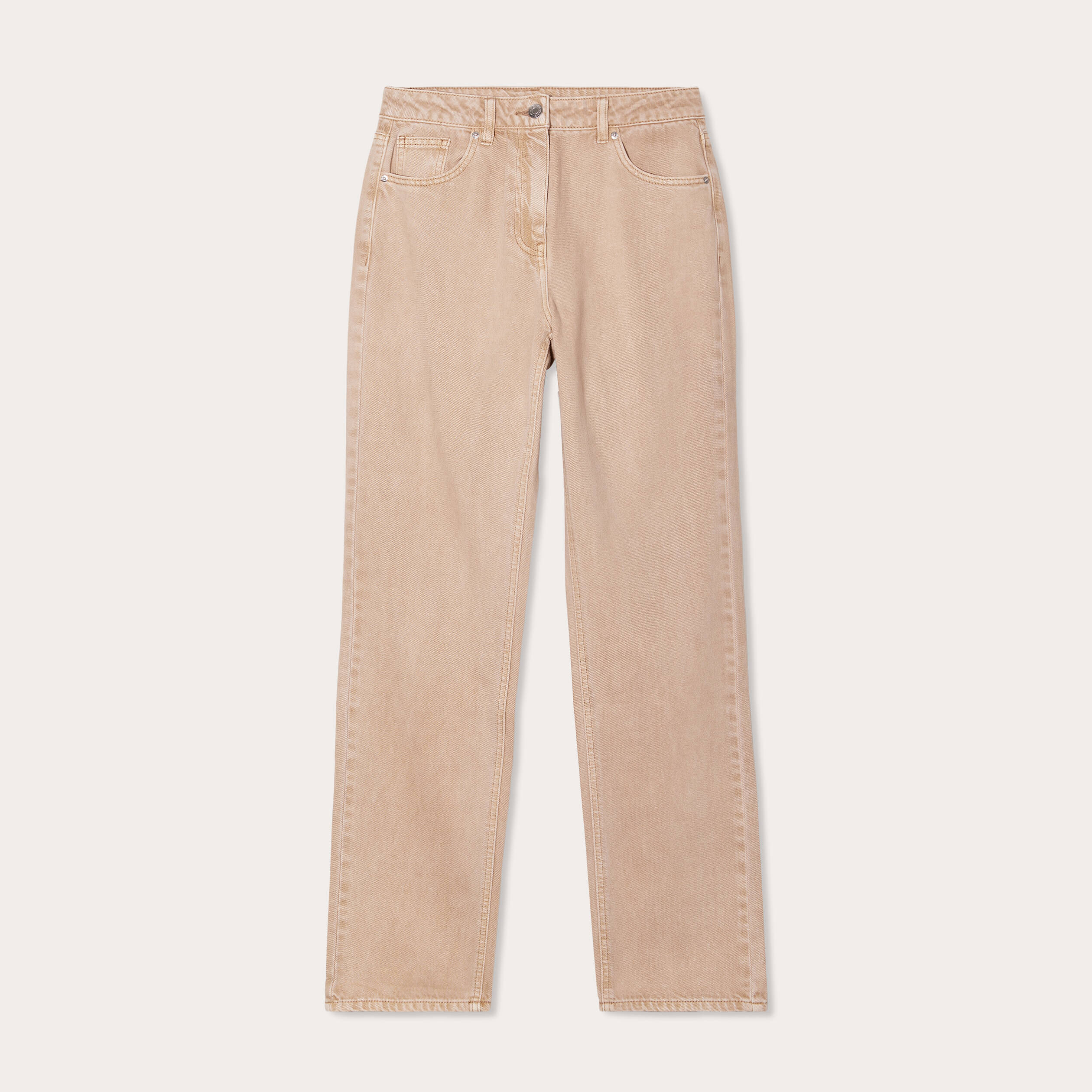 Jean droit taille haute sable femme