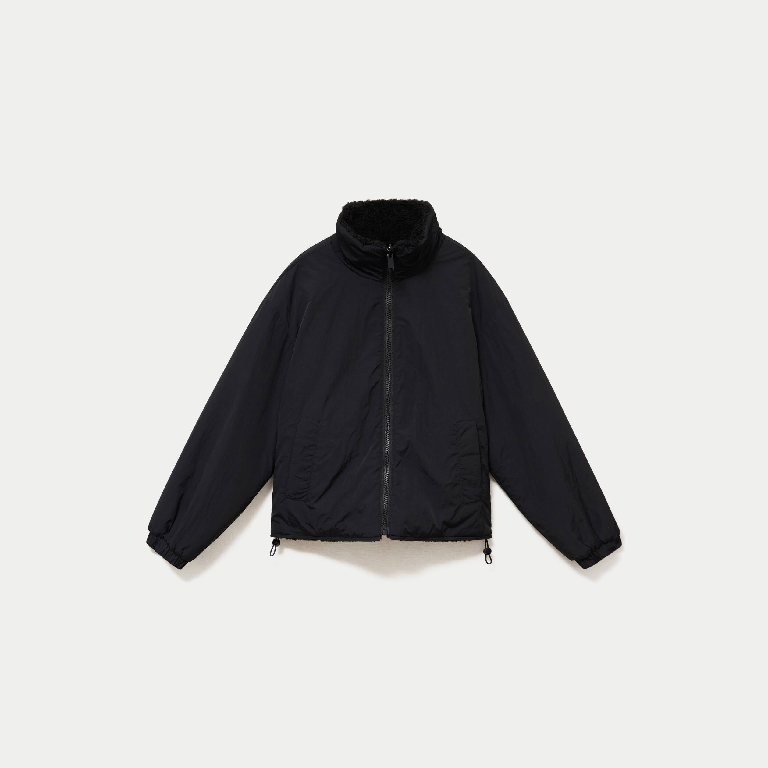 Veste r&eacute;versible effet polaire noir femme