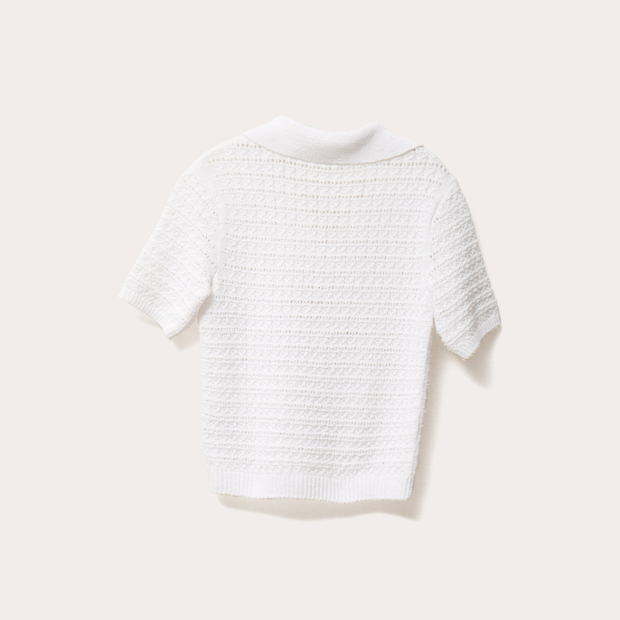 polo manches courtes ajoure blanc femme Polo manches courtes ajouré blanc femme