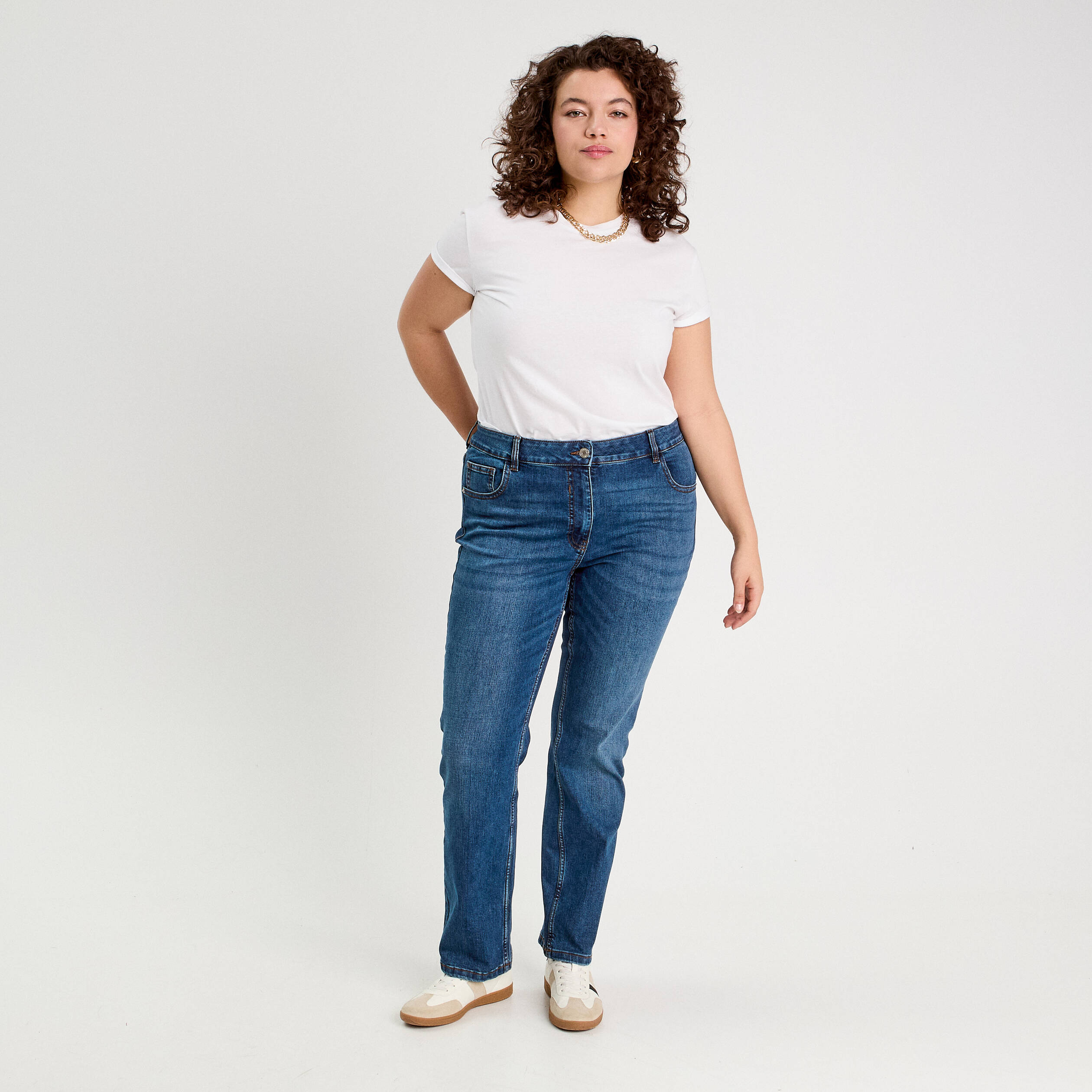 jeans droit taille haute denim stone femme Jeans droit taille haute denim stone femme