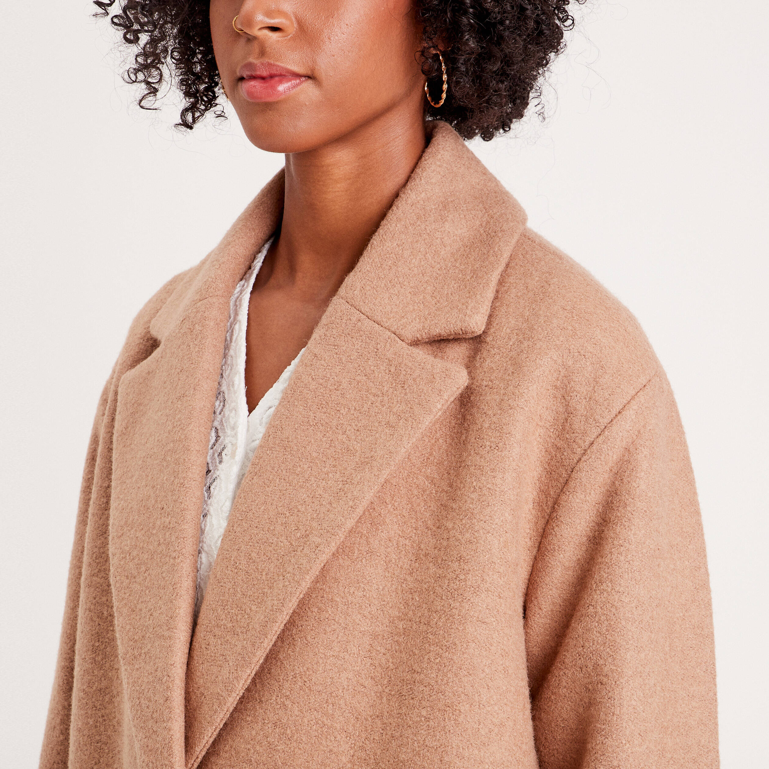 Manteau long oversize camel femme
