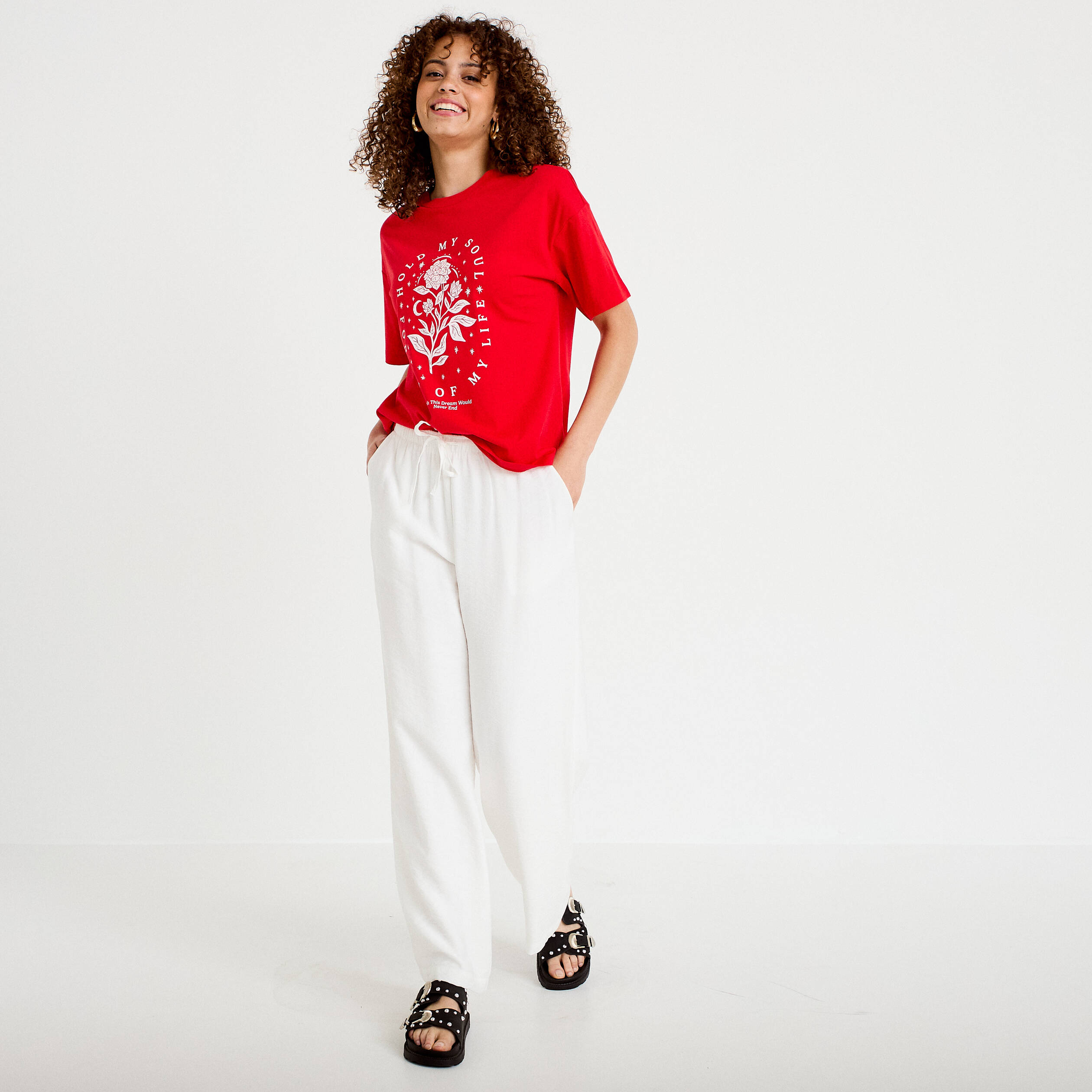 T-shirt oversize manches courtes rouge femme