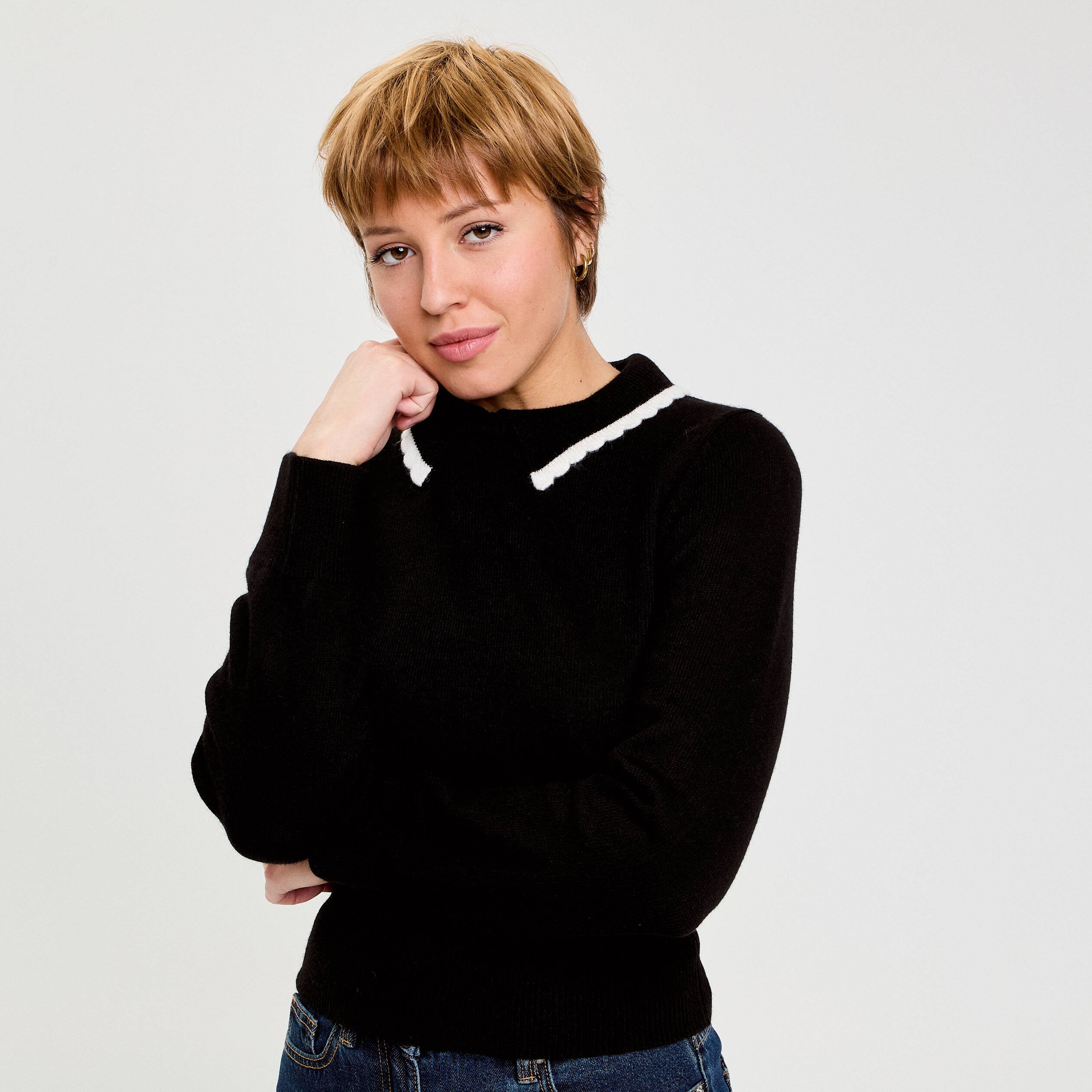 Cache Cache Pull Col Chemisier Femme Pull Col Chemise Manches