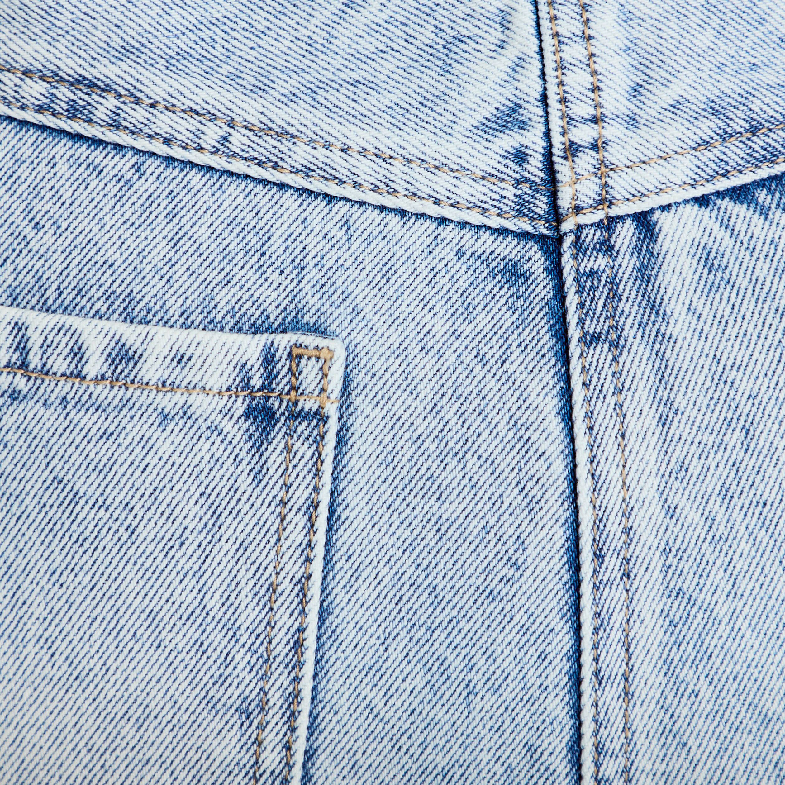 Jupe-short droite en jean denim bleach femme
