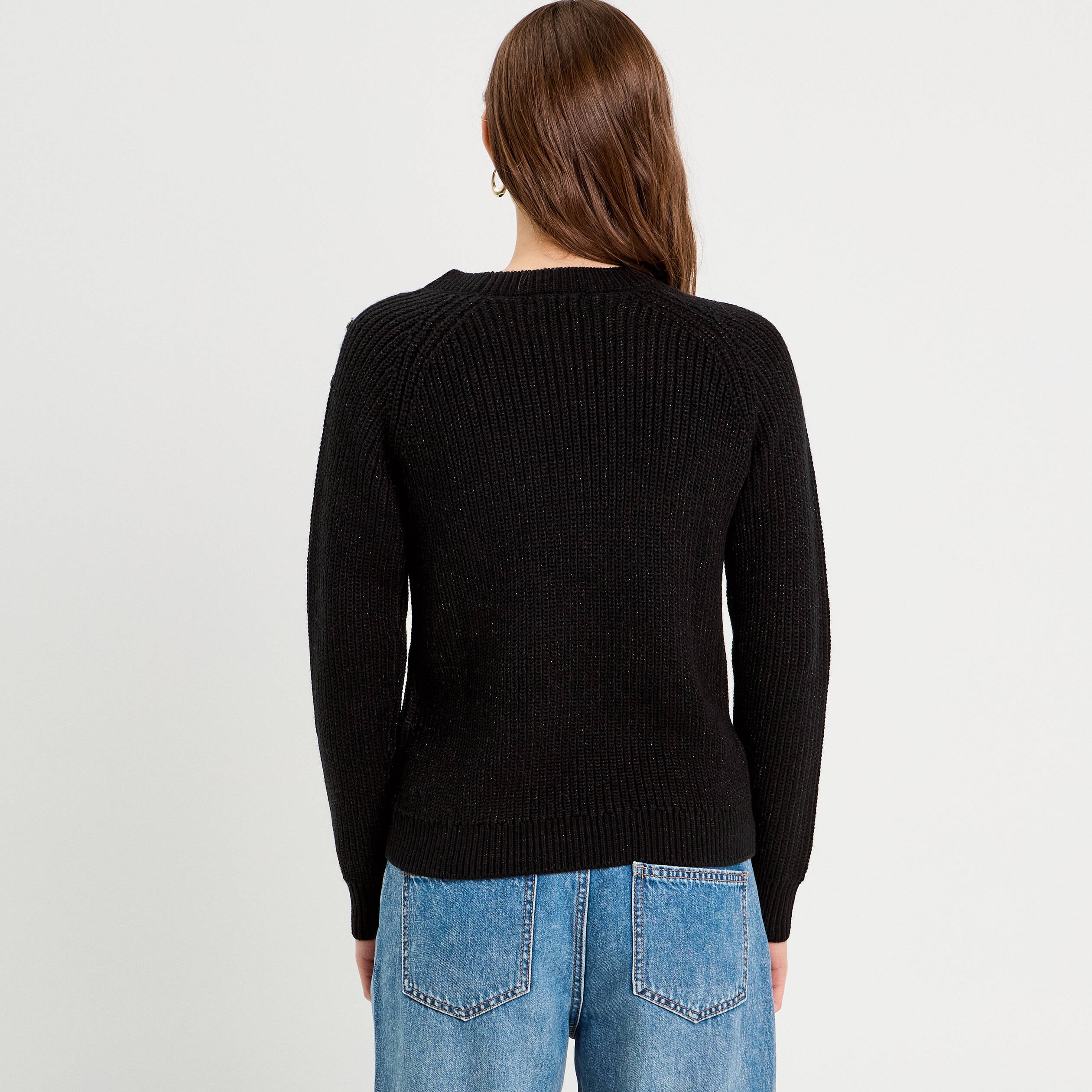 Pull manches longues noir femme