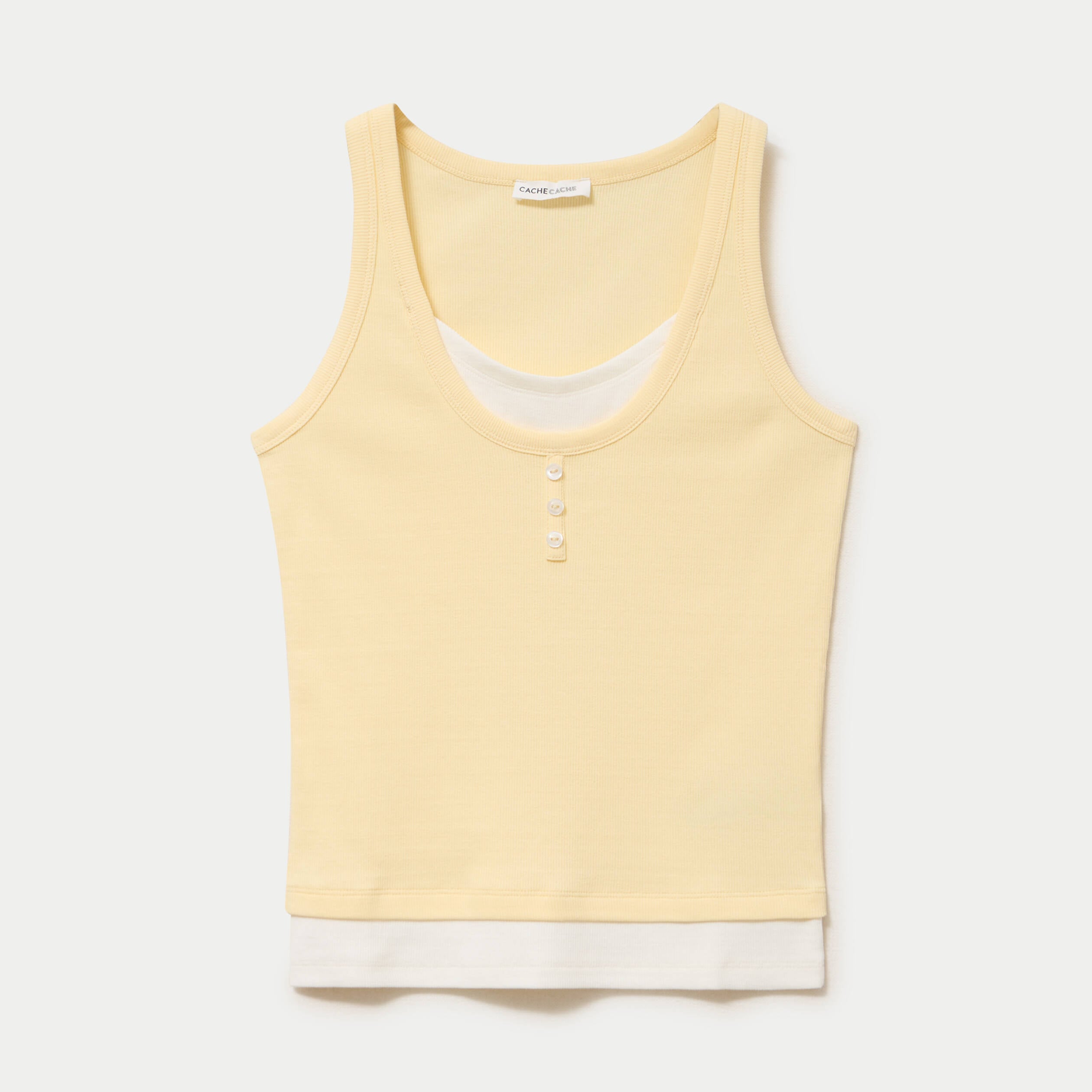 D&eacute;bardeur ajust&eacute; col rond jaune pastel femme
