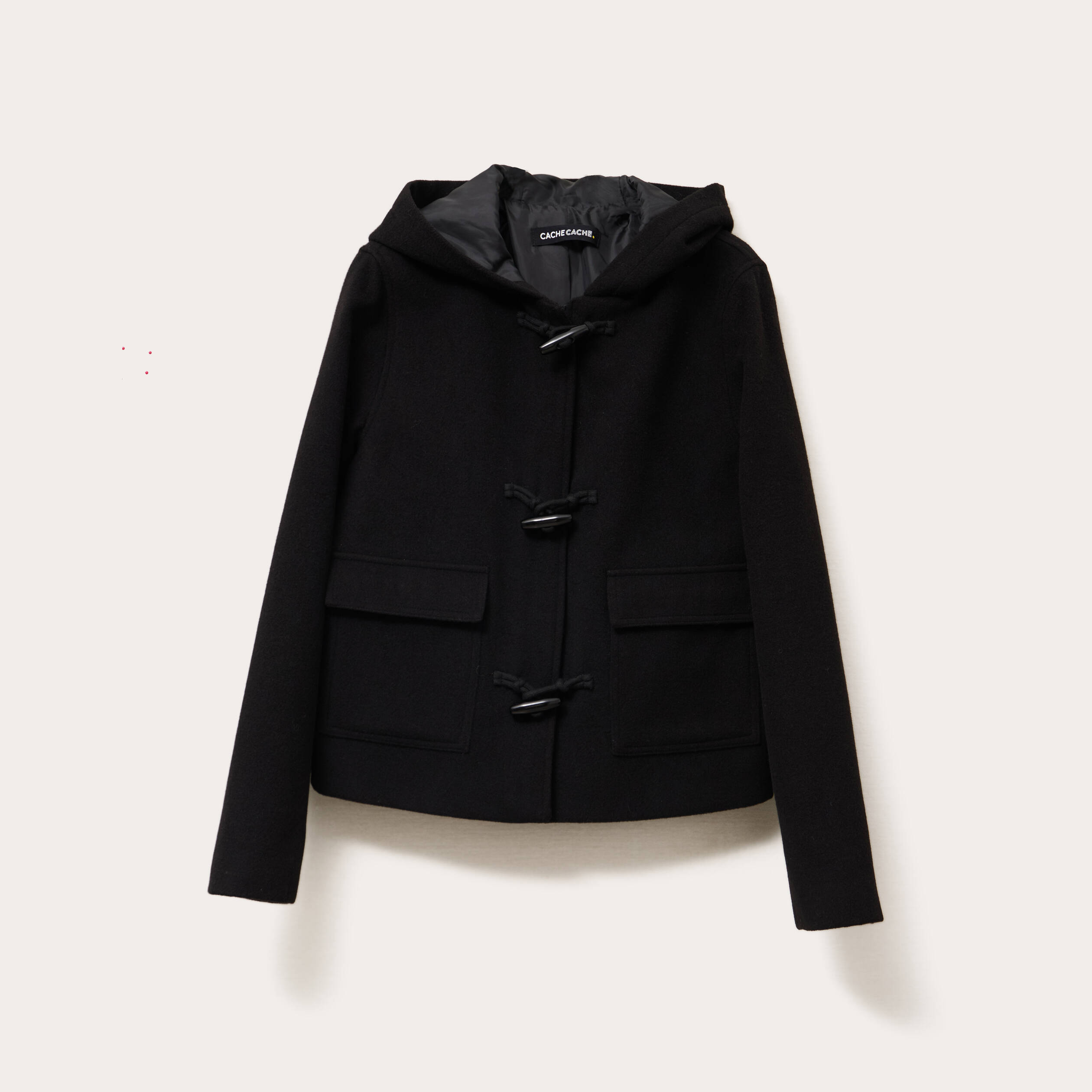Manteau style dufflecoat noir femme