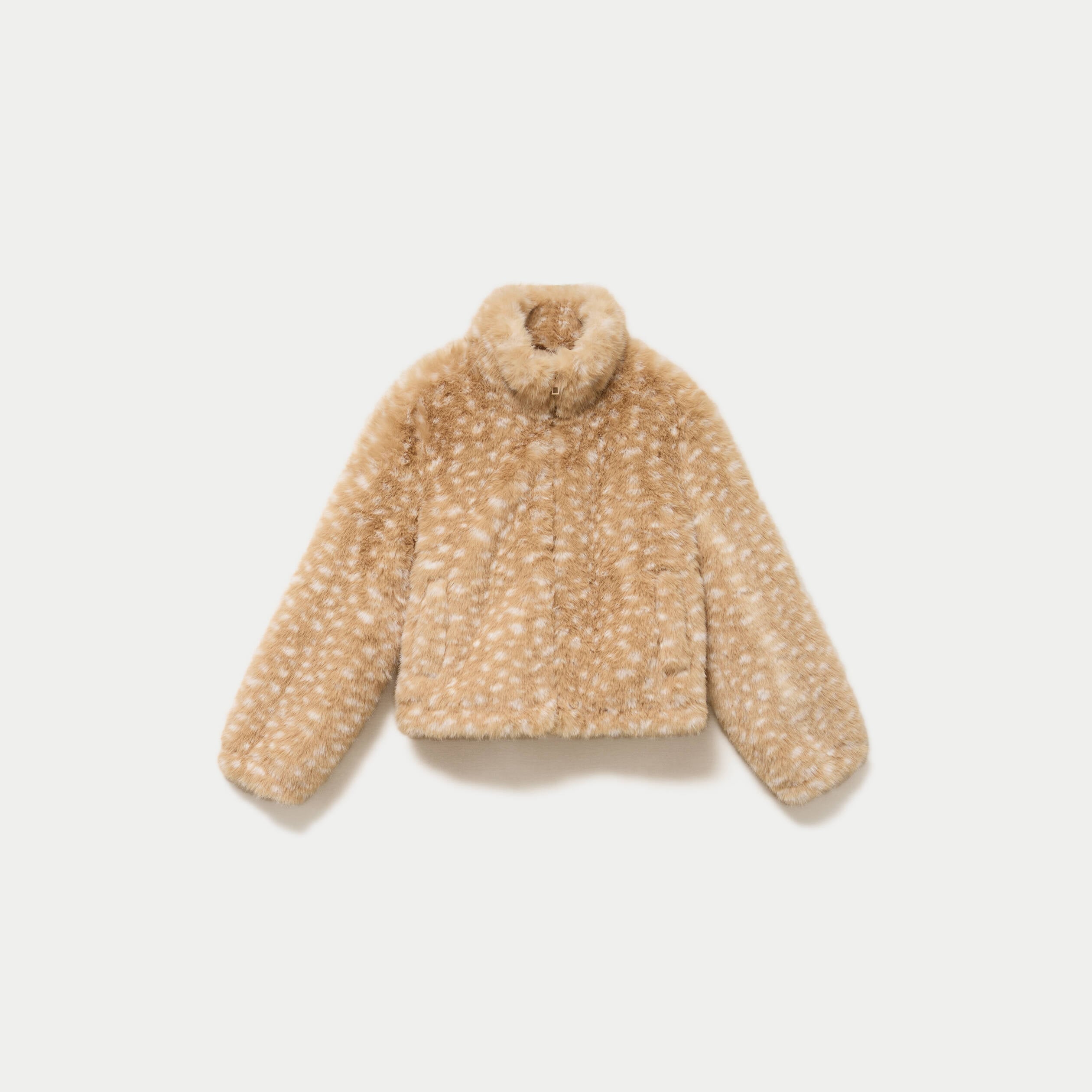 Veste cropped ajustable manches longues beige femme