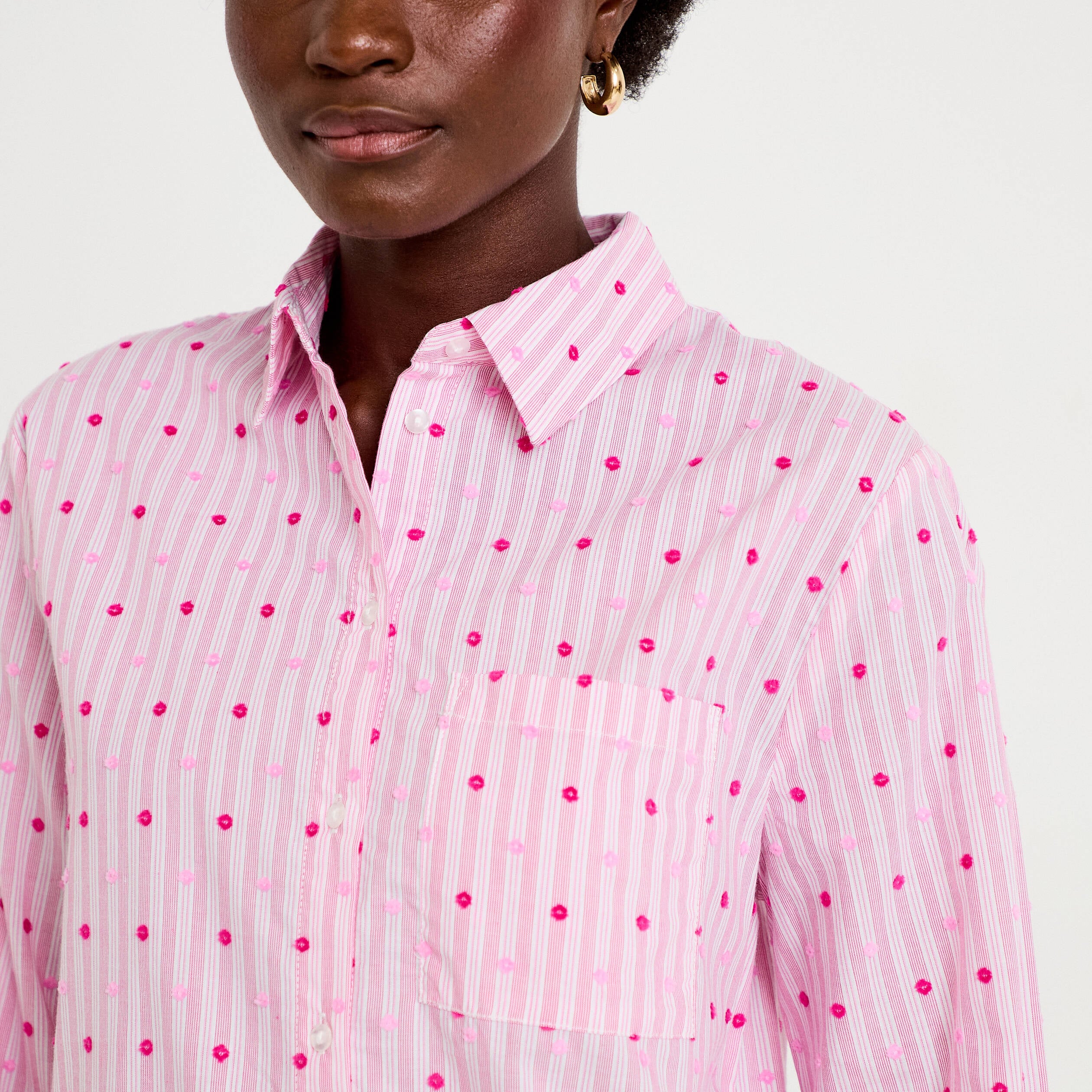 Chemise coupe ample manches longues rose femme