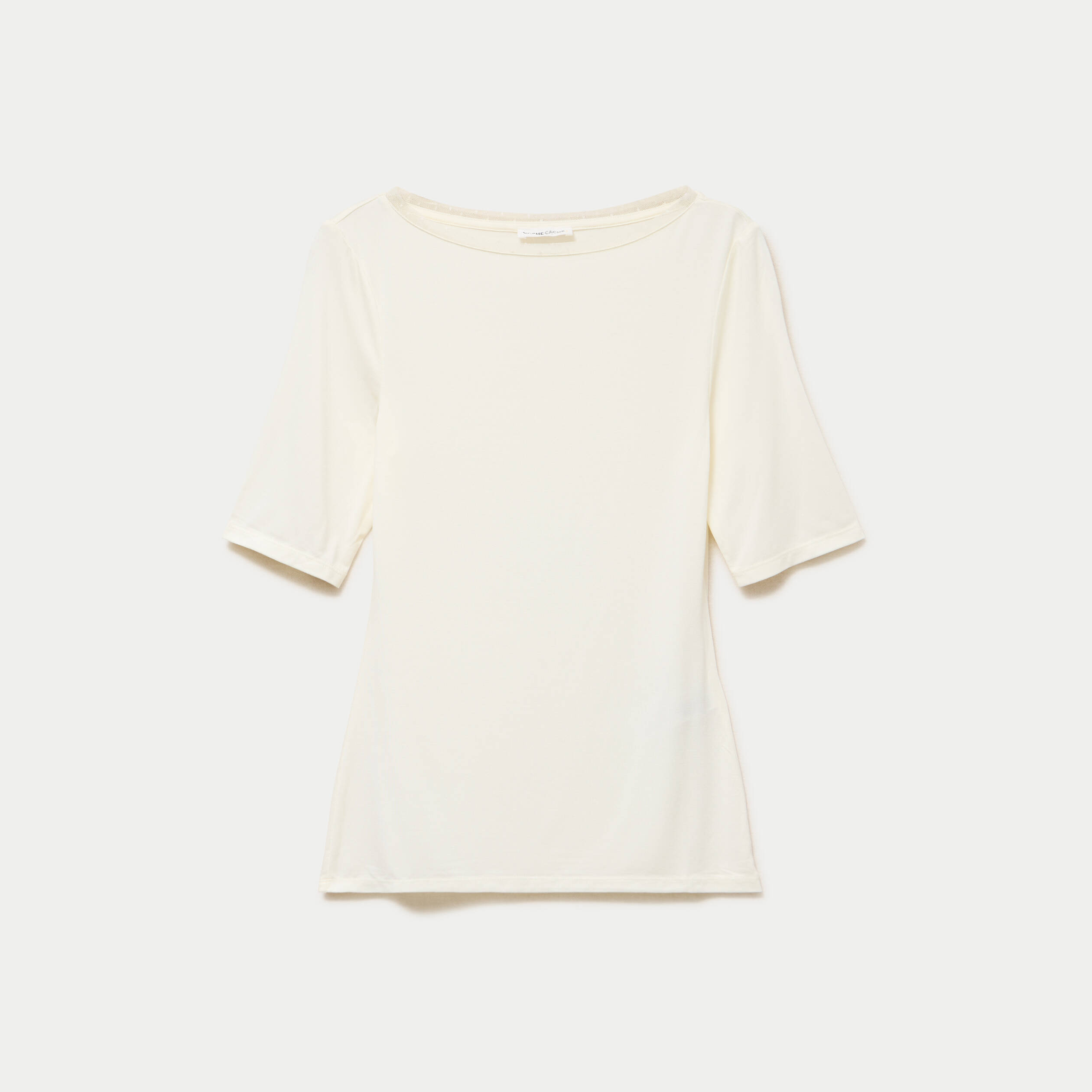 T-shirt ajust&eacute; manches courtes ecru femme