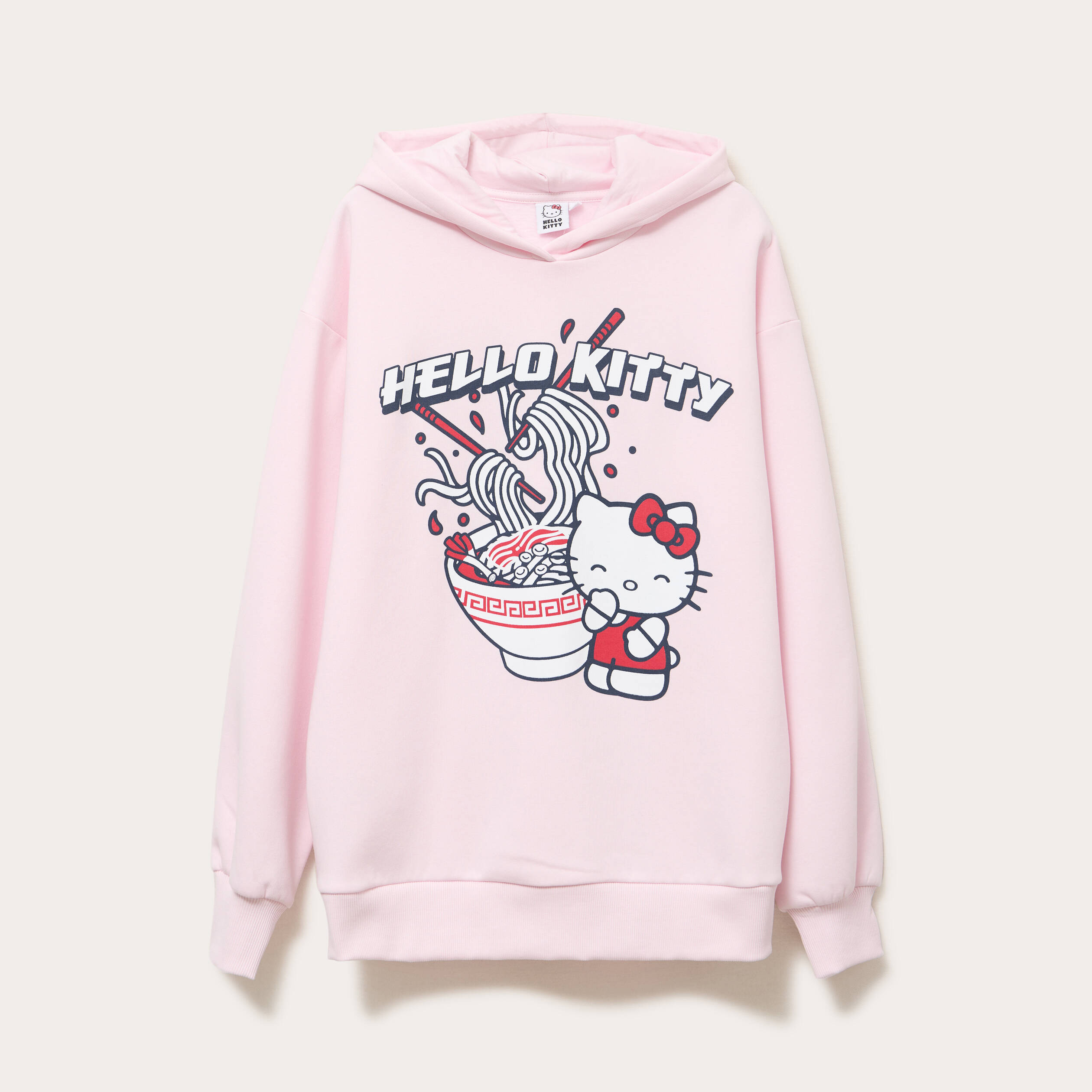 Sweat oversize &agrave; capuche manches longues rose clair femme