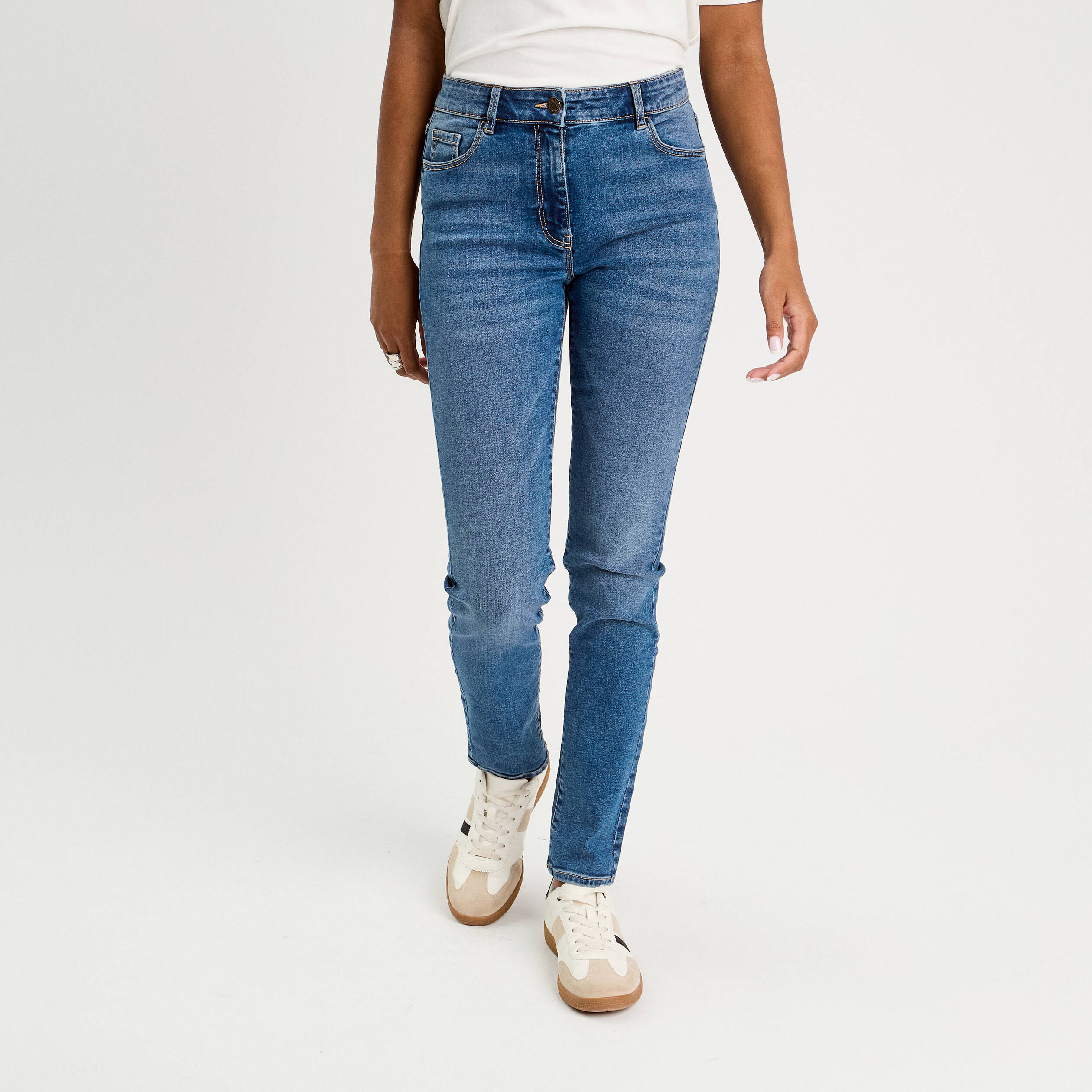 jeans slim 5 poches denim stone femme Jeans slim 5 poches denim stone femme