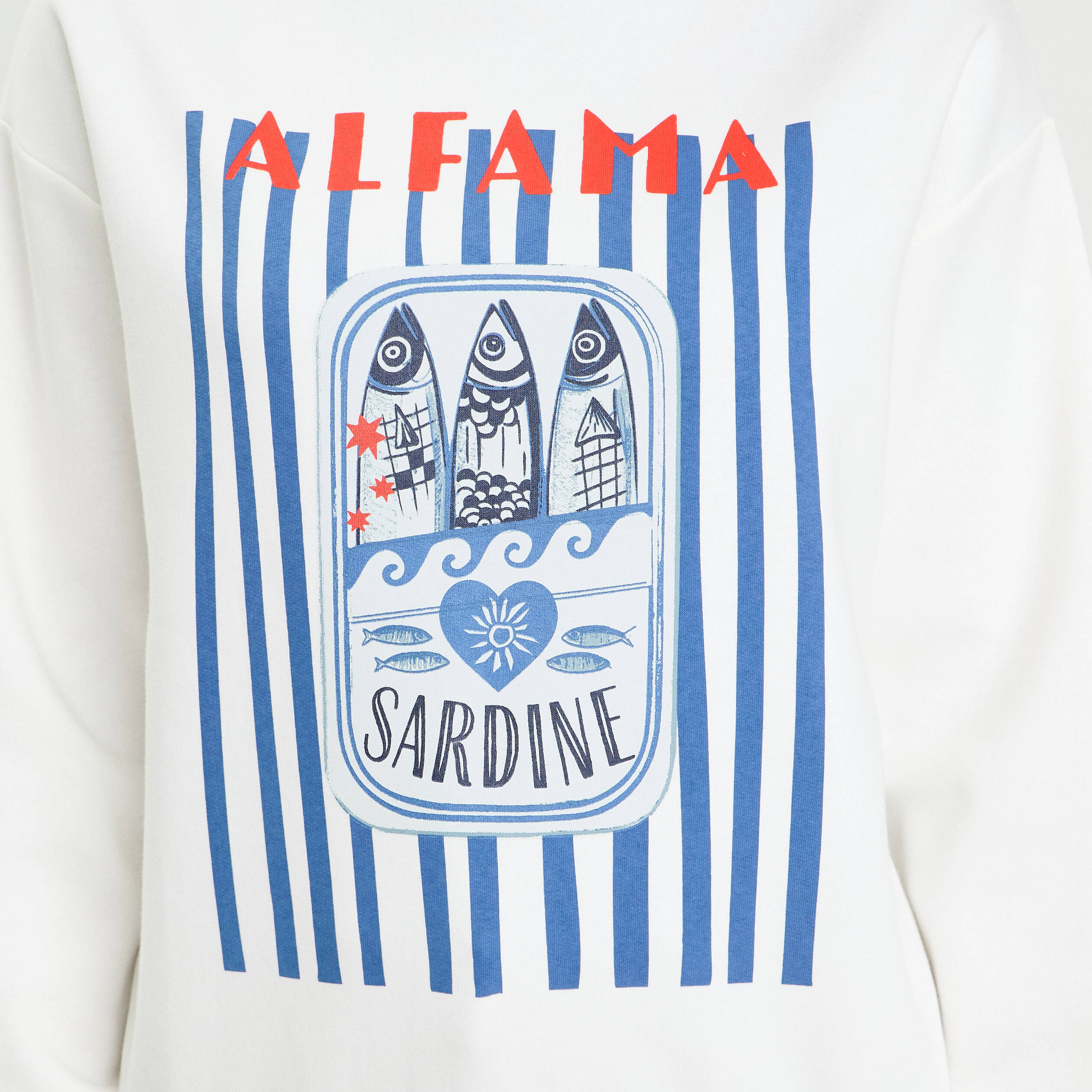 Sweat col rond manches longues ecru femme