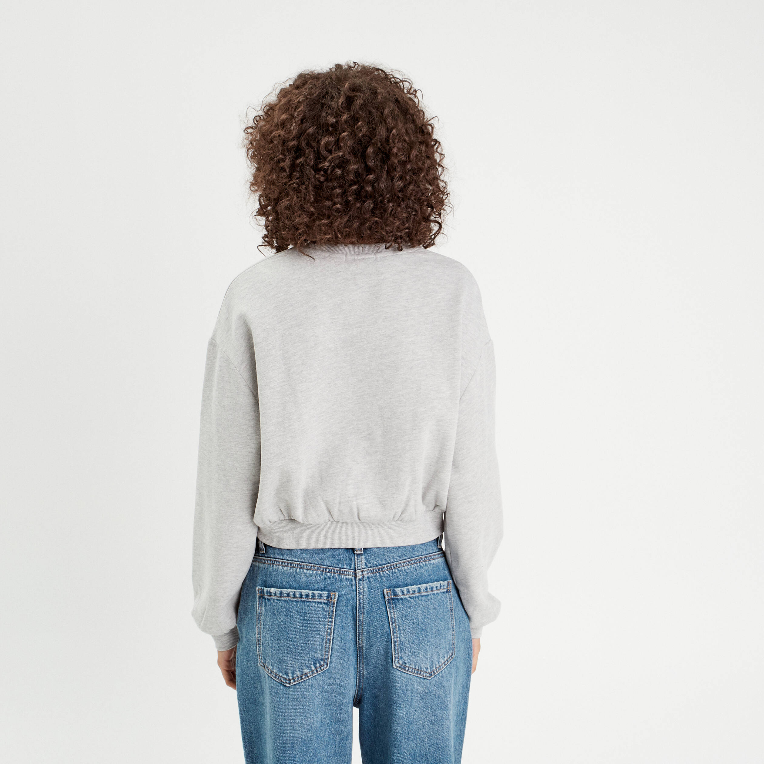 Sweat manches longues gris clair femme