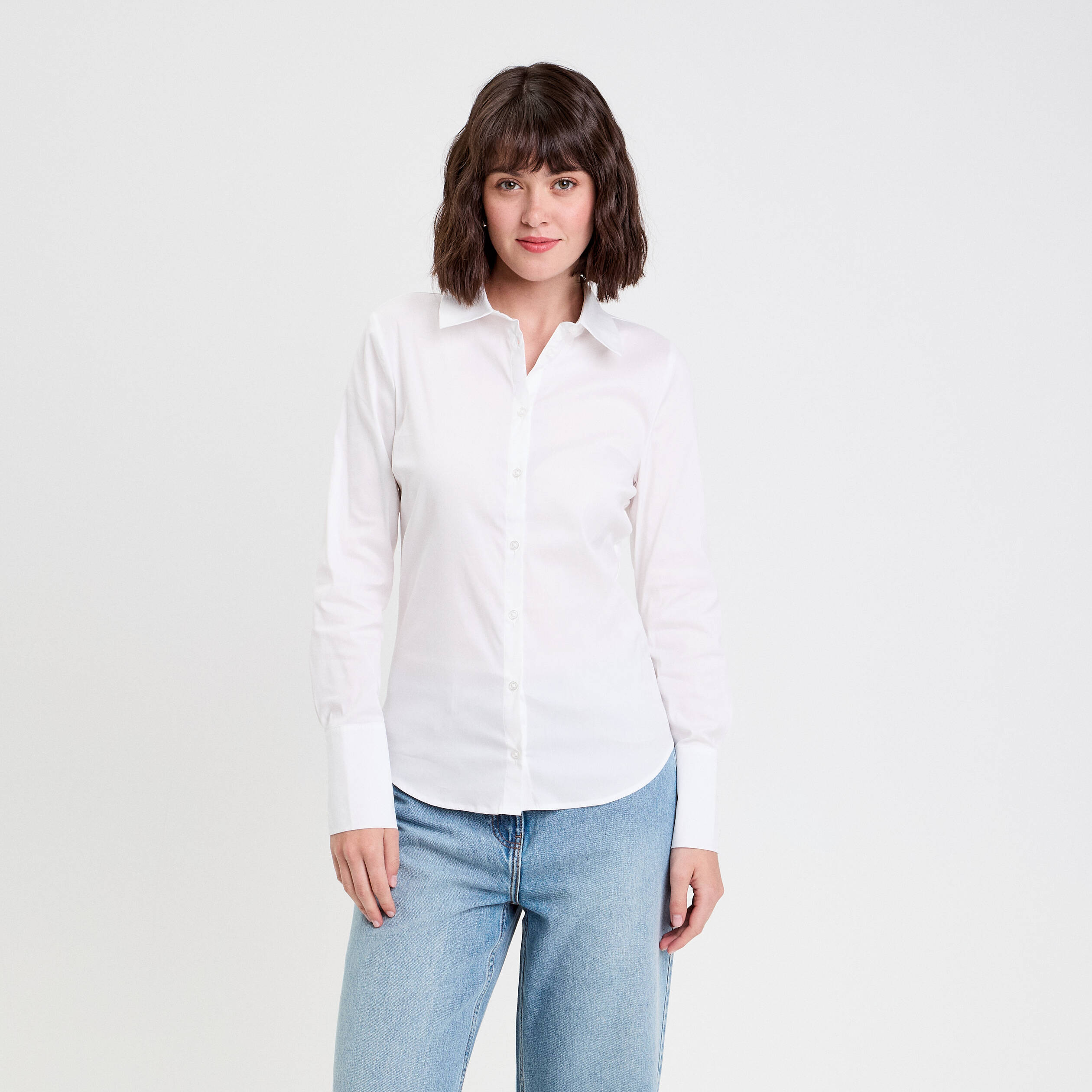 Chemise manches longues ecru femme