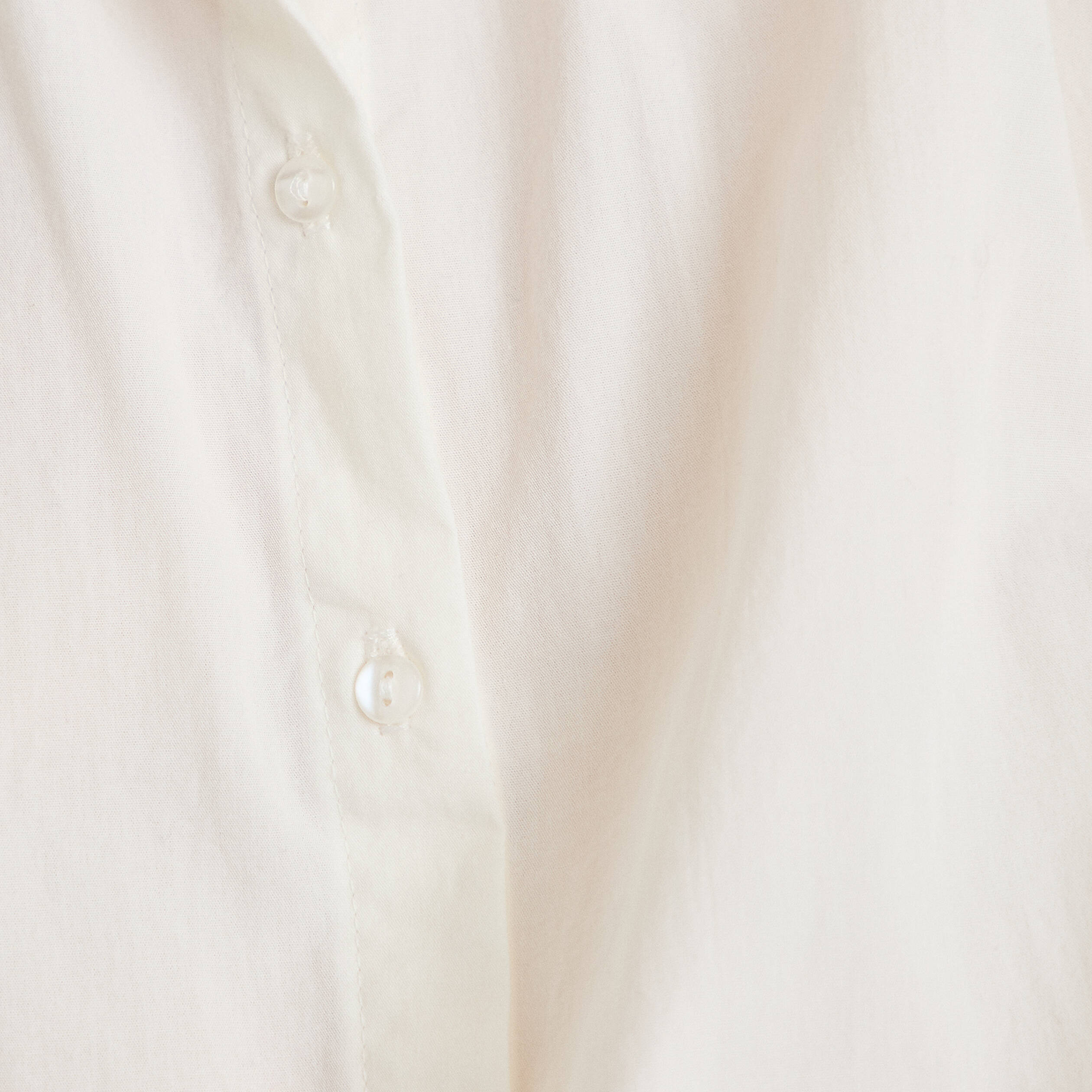Chemise effet boule col am&eacute;ricain ecru femme