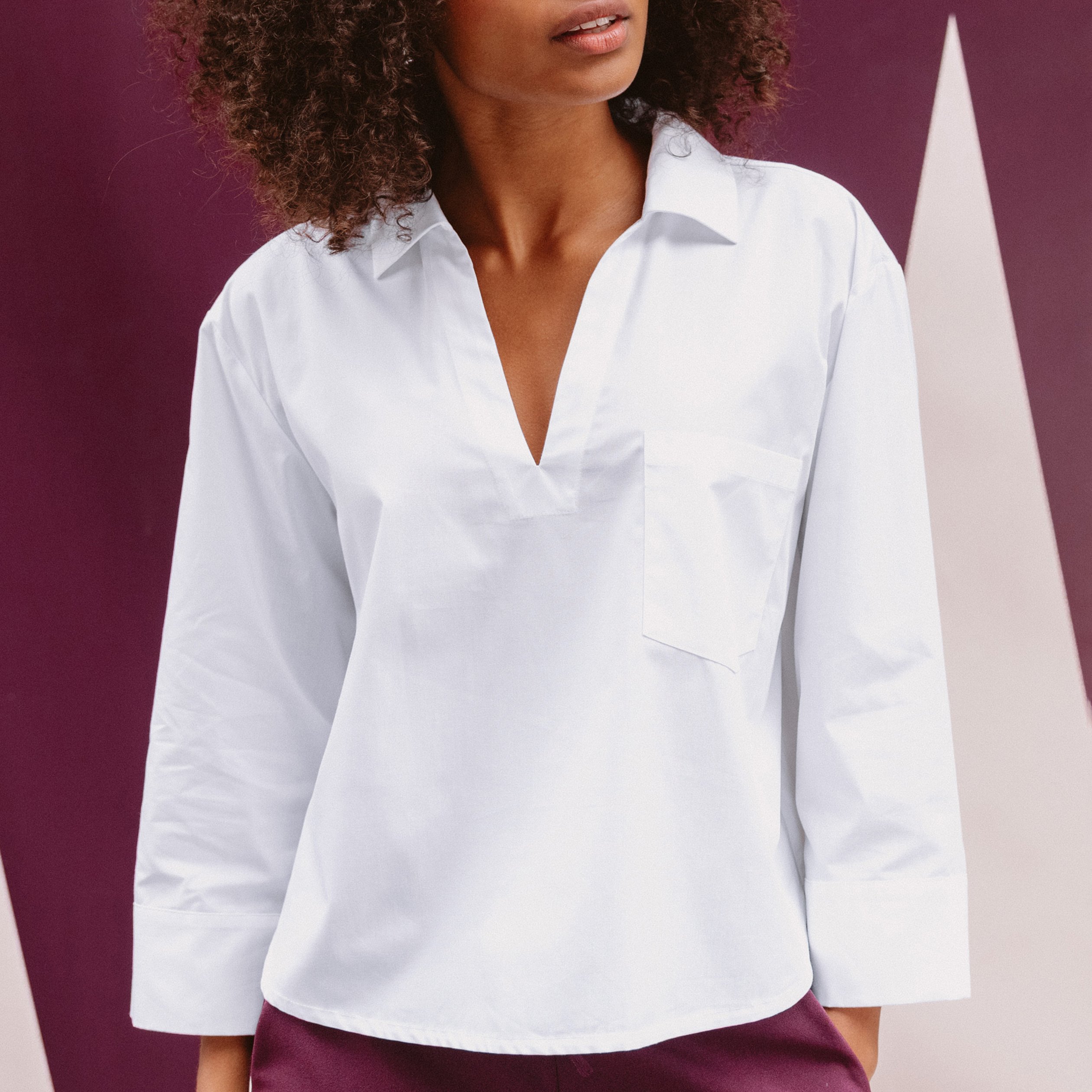 blouse manches 34 blanc femme Blouse manches 3/4 blanc femme