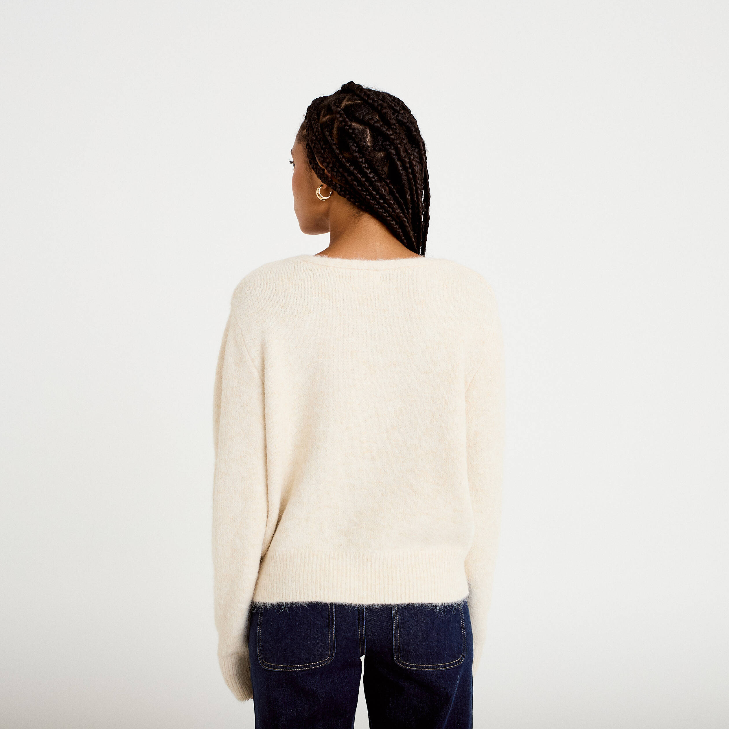 Gilet court avec boutons coeur sable femme