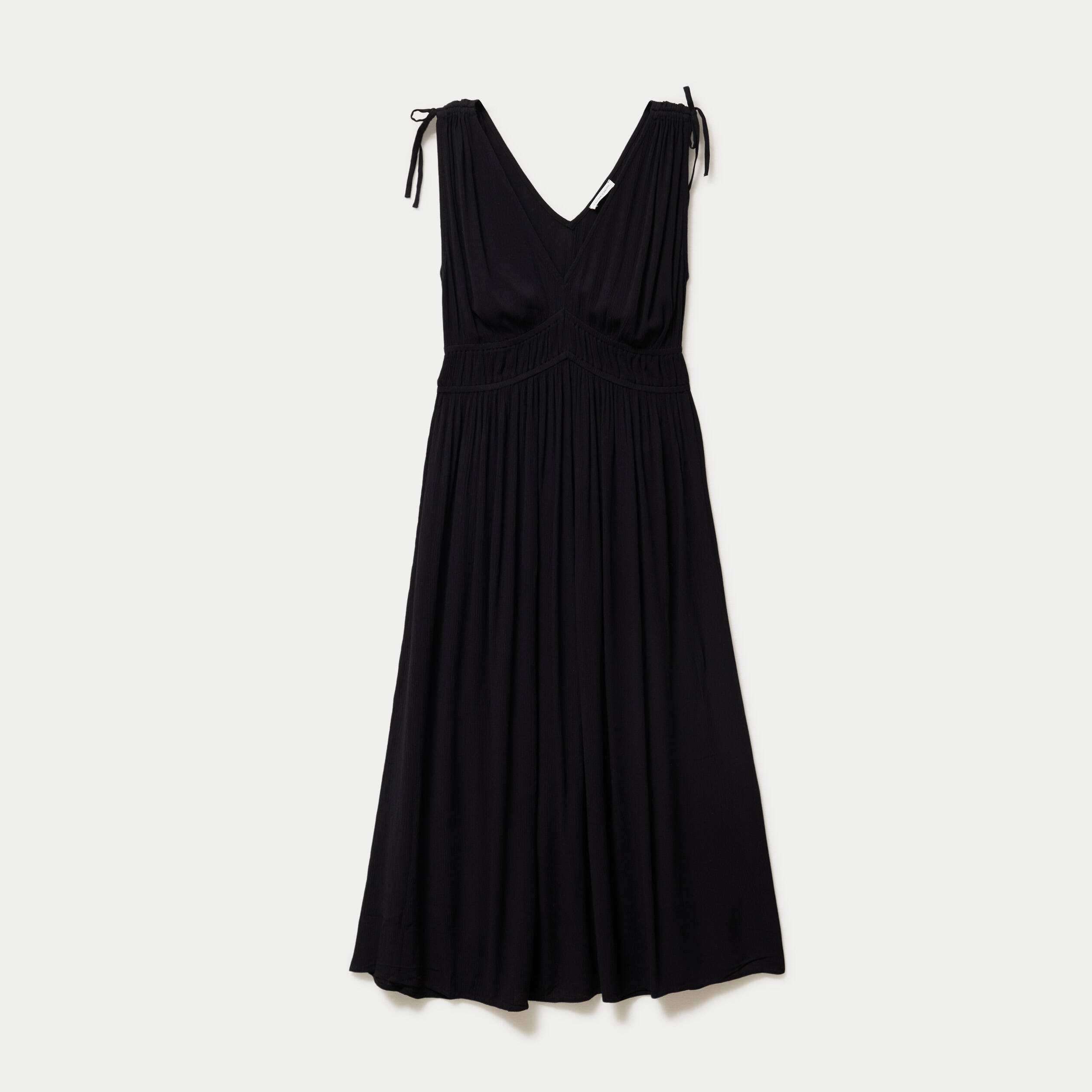 Robe midi &eacute;vas&eacute;e d&eacute;collet&eacute; sans manches noir femme