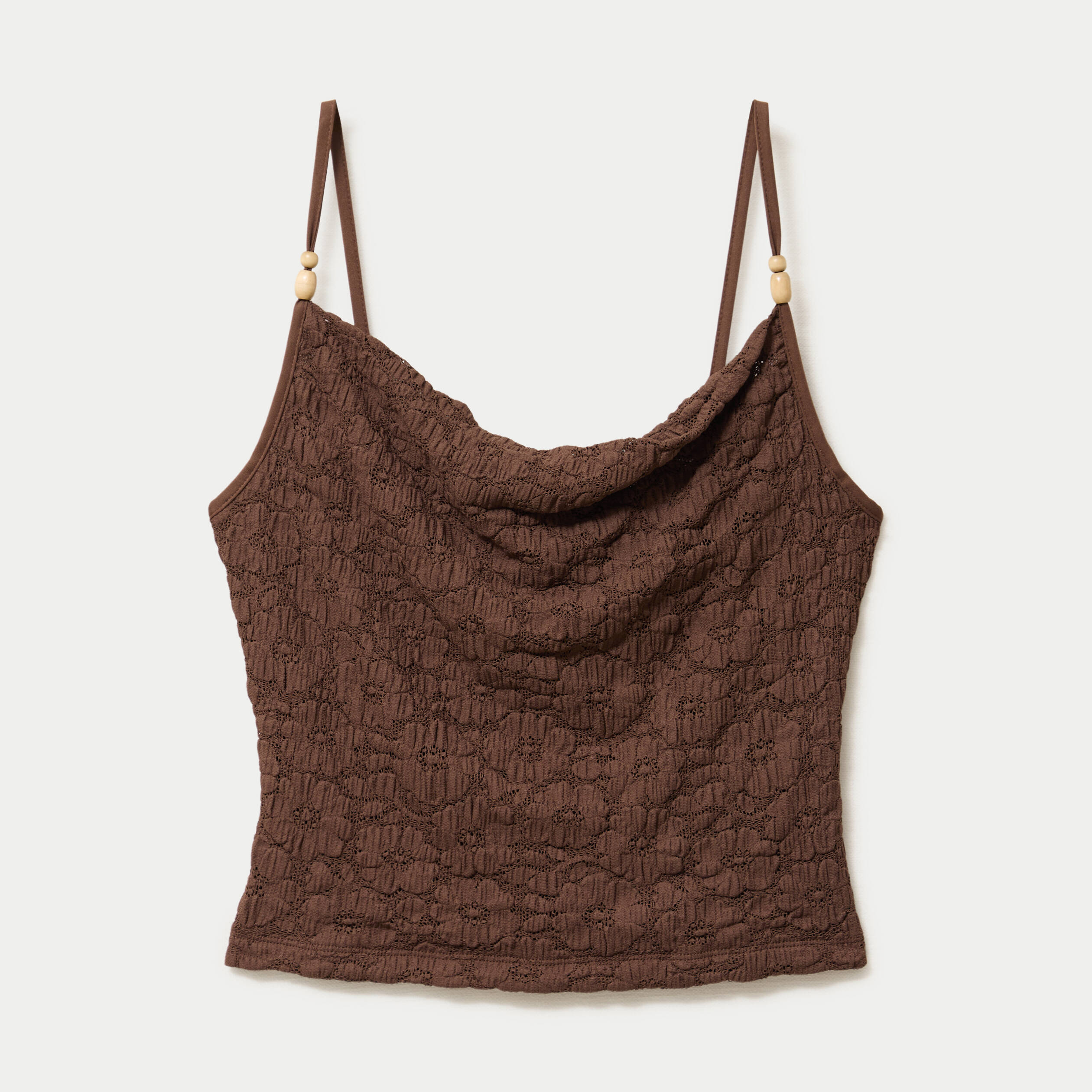D&eacute;bardeur cintr&eacute; en dentelle marron femme