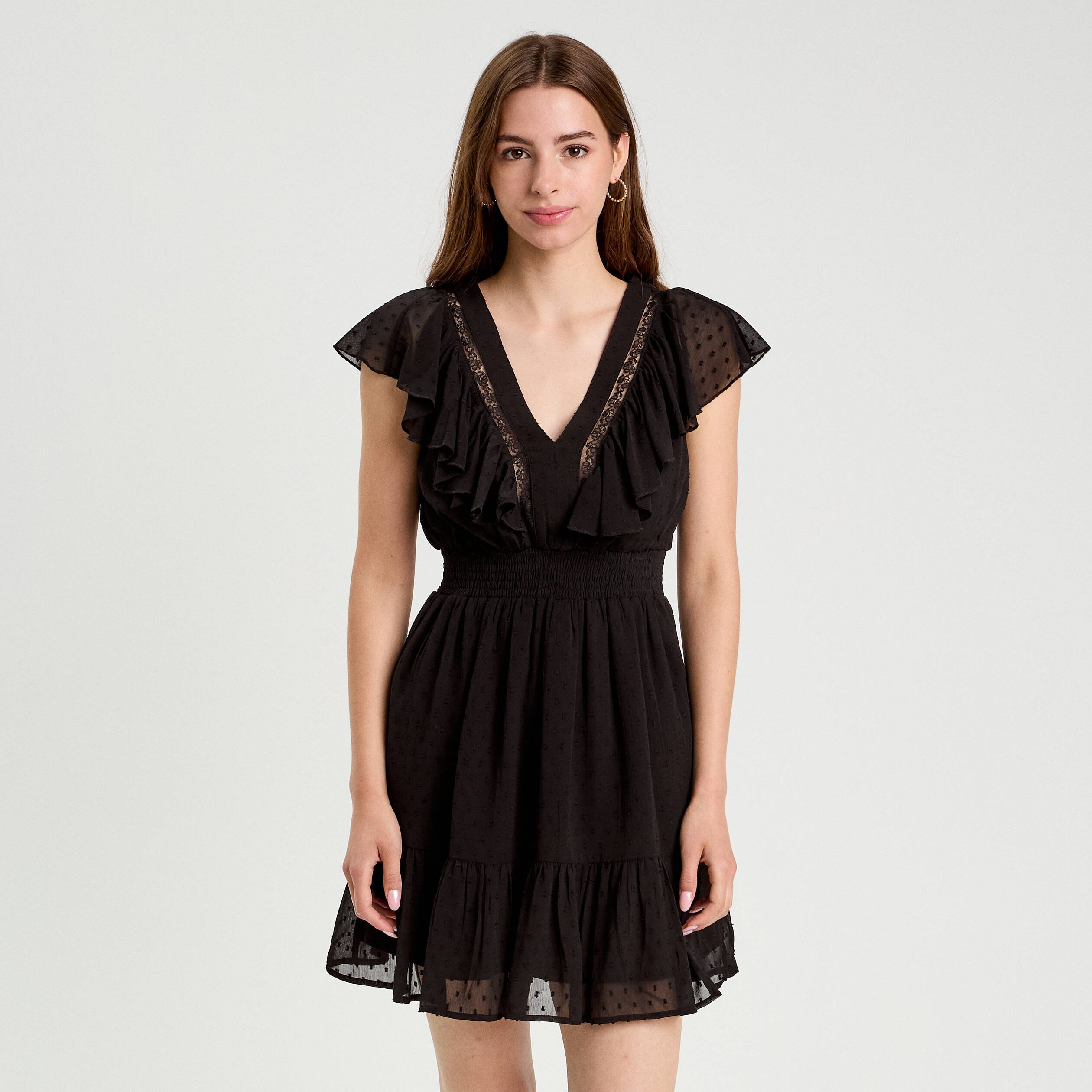 robe evasee plumetis noir femme Robe évasée plumetis noir femme