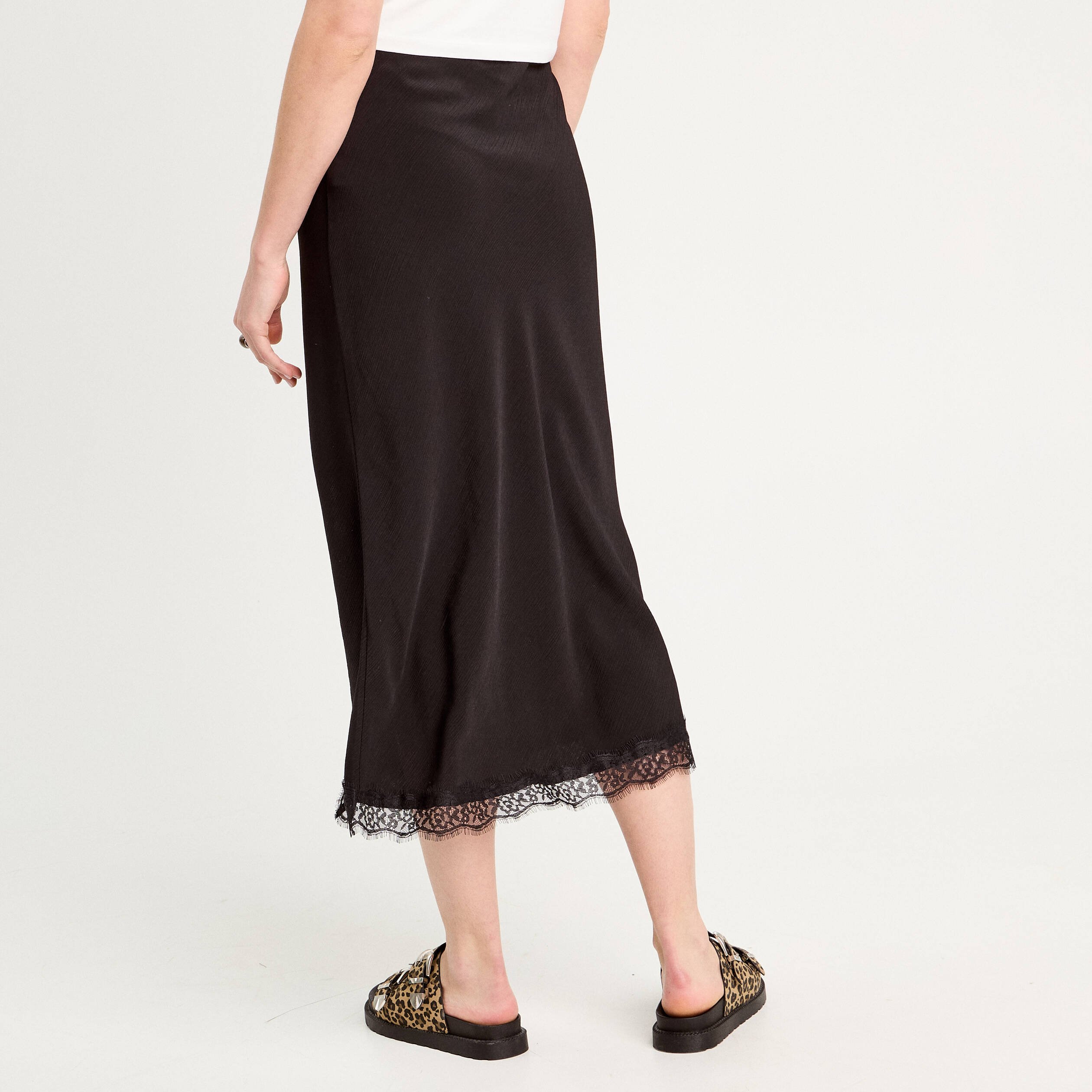 jupe midi droite fendue noir femme Jupe midi droite fendue noir femme