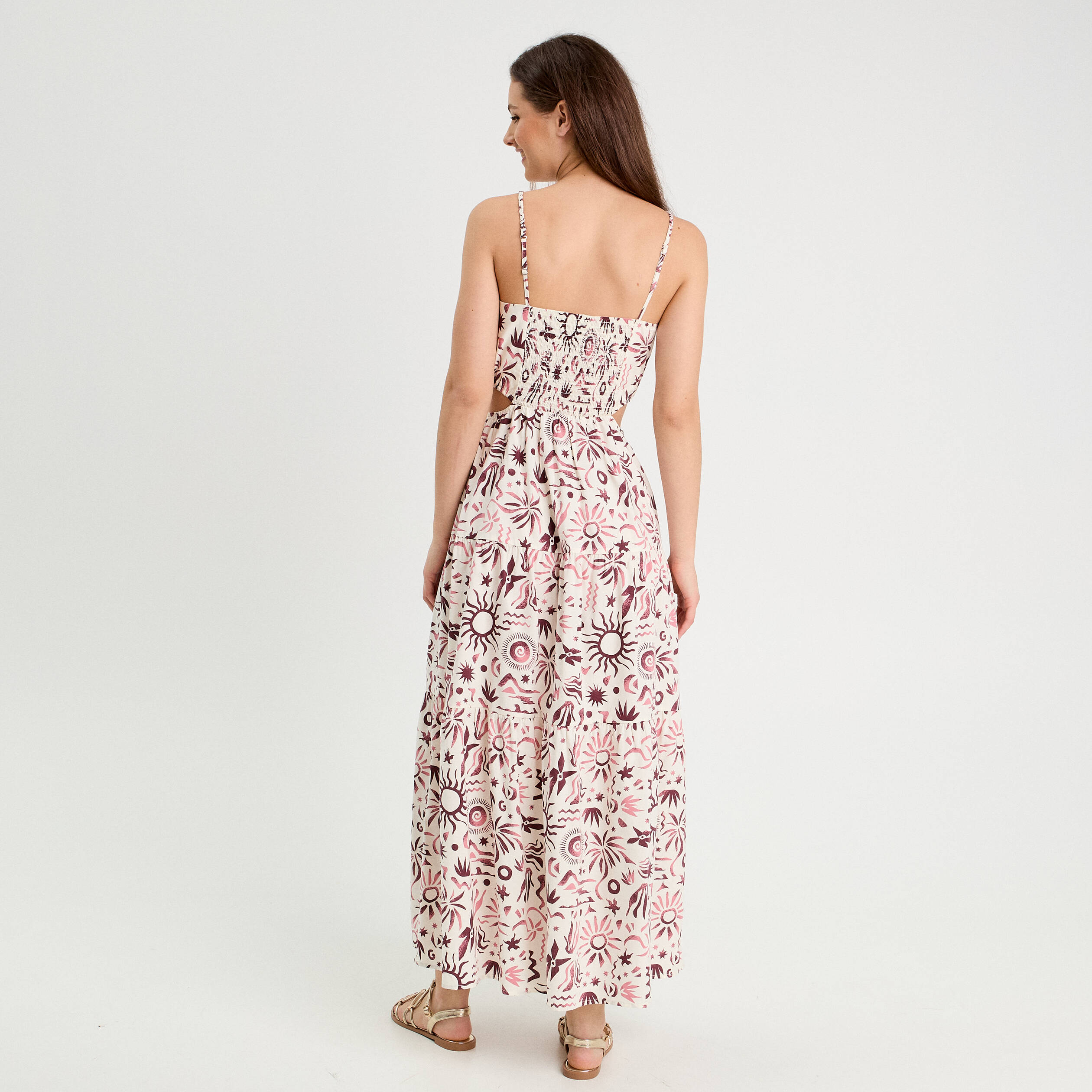 robe longue evasee ouvertures rose femme Robe longue évasée ouvertures rose femme