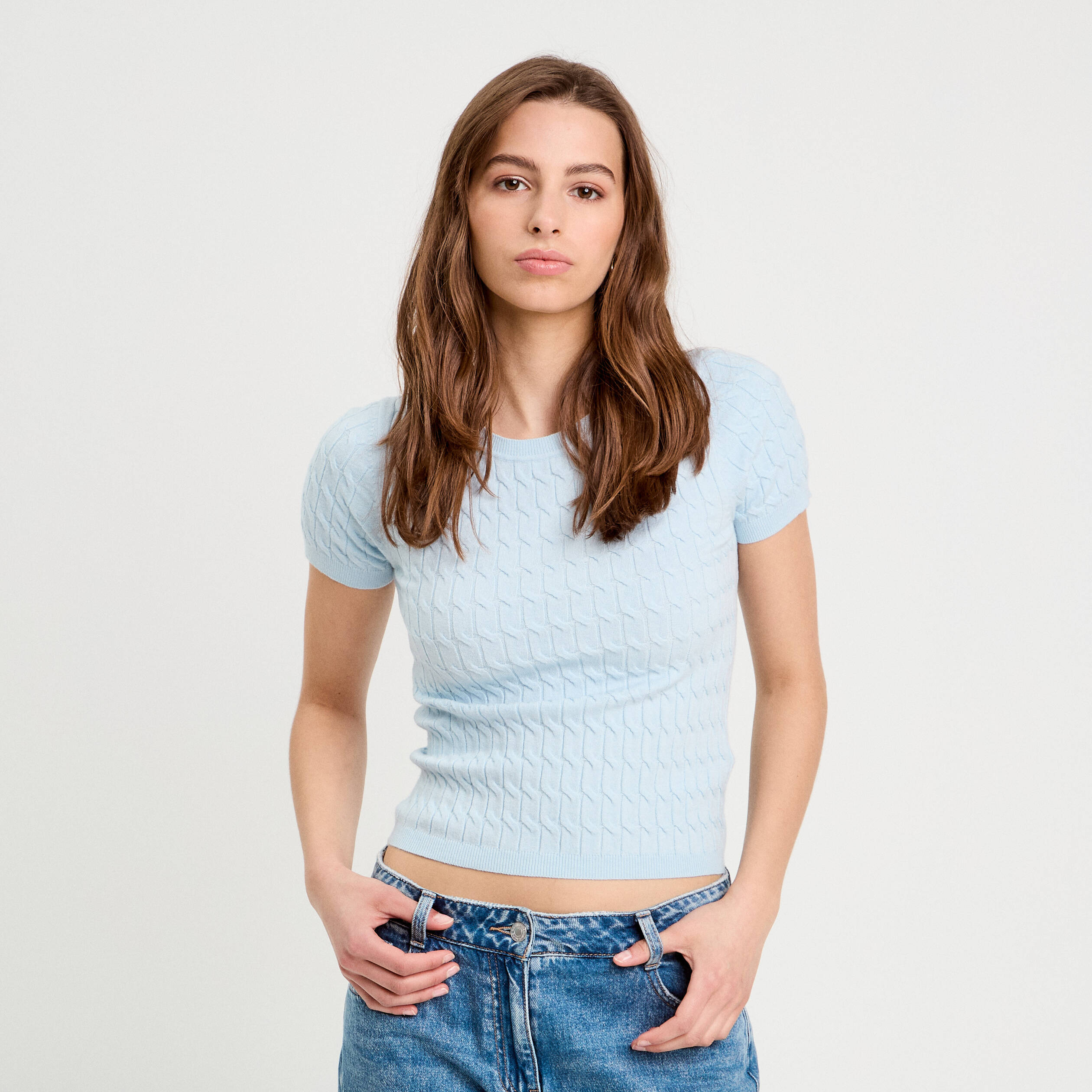t shirt manches courtes bleu pastel femme T-shirt manches courtes bleu pastel femme