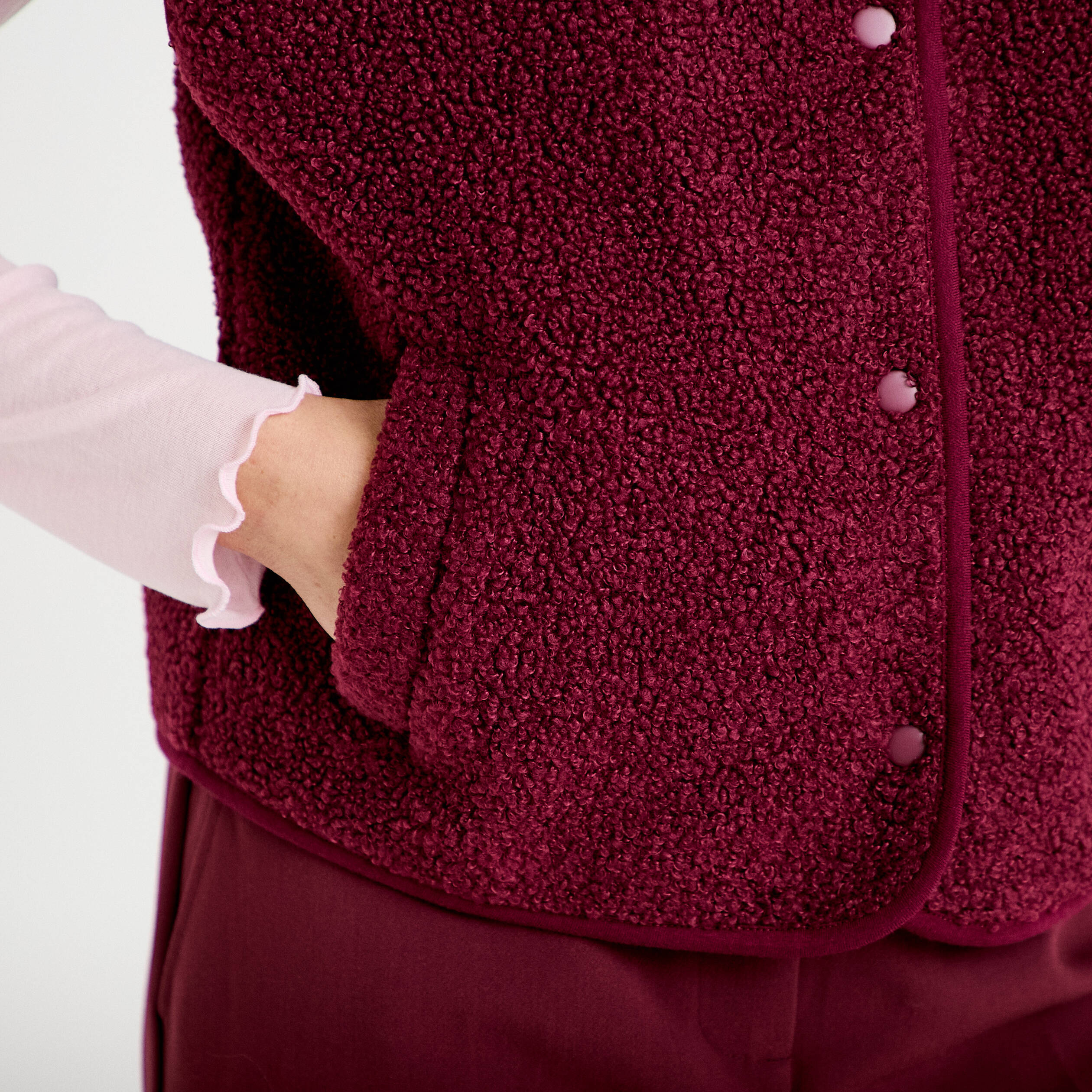 Gilet sans manches effet polaire bordeaux femme