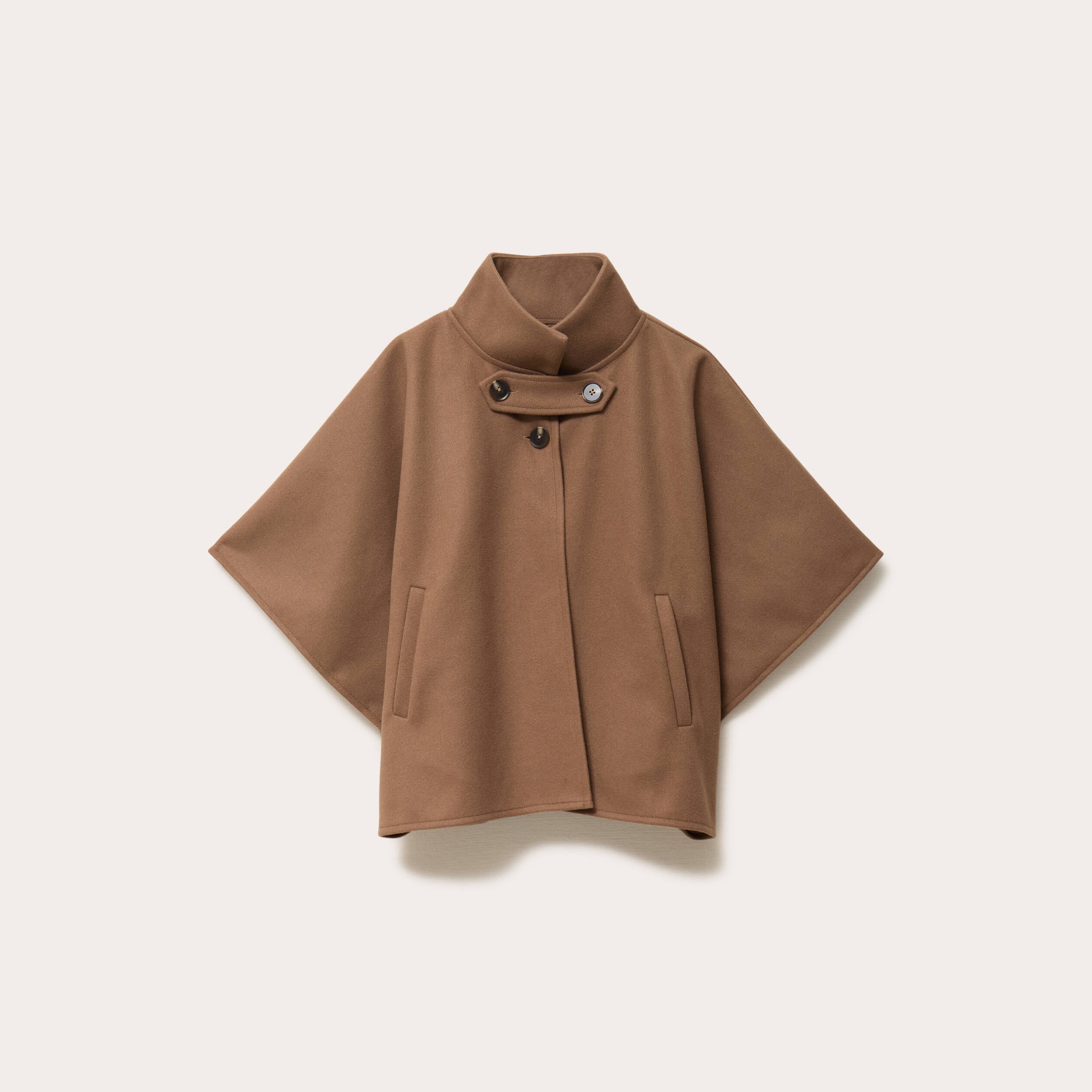 Poncho col am&eacute;ricain beige femme