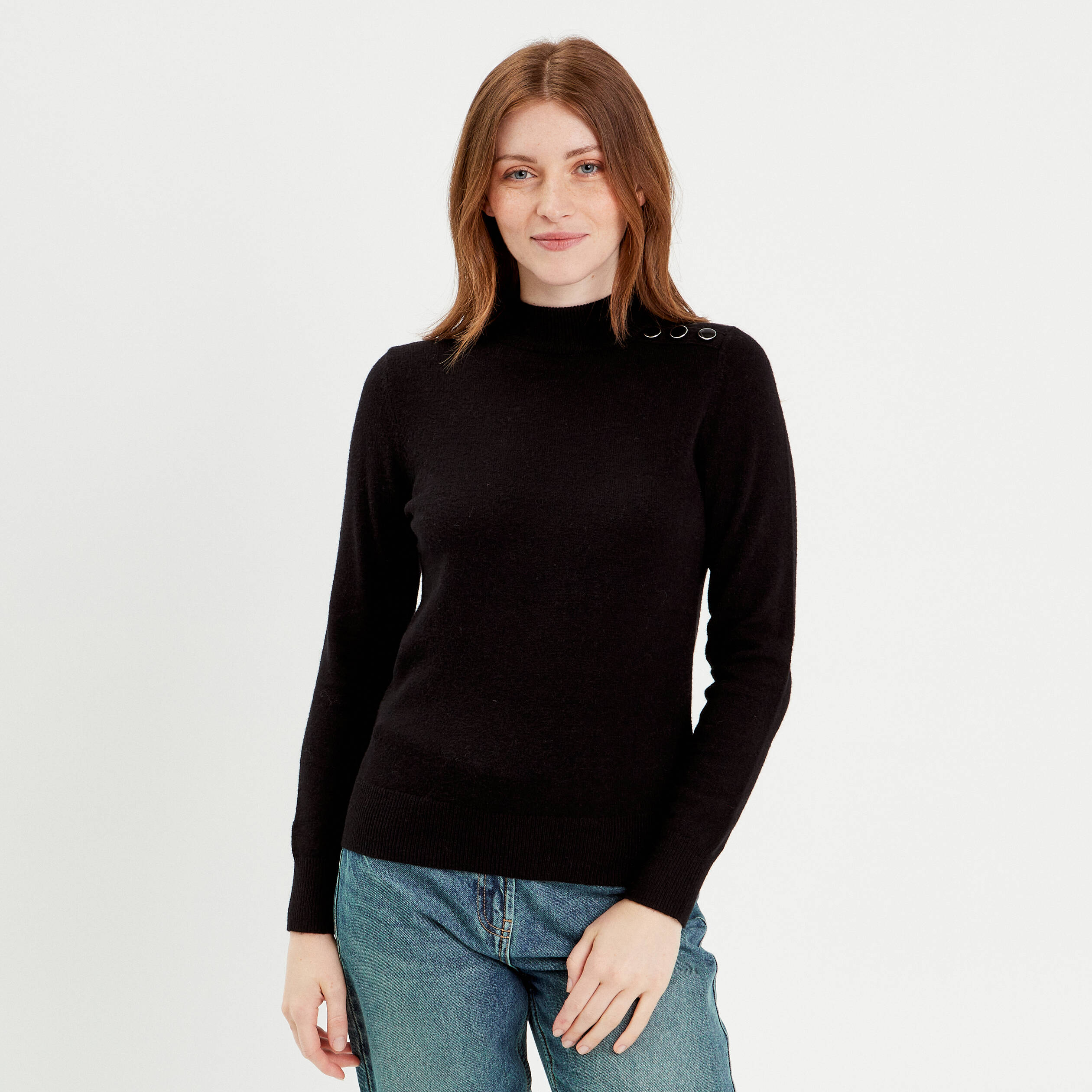 Pull manches longues noir femme