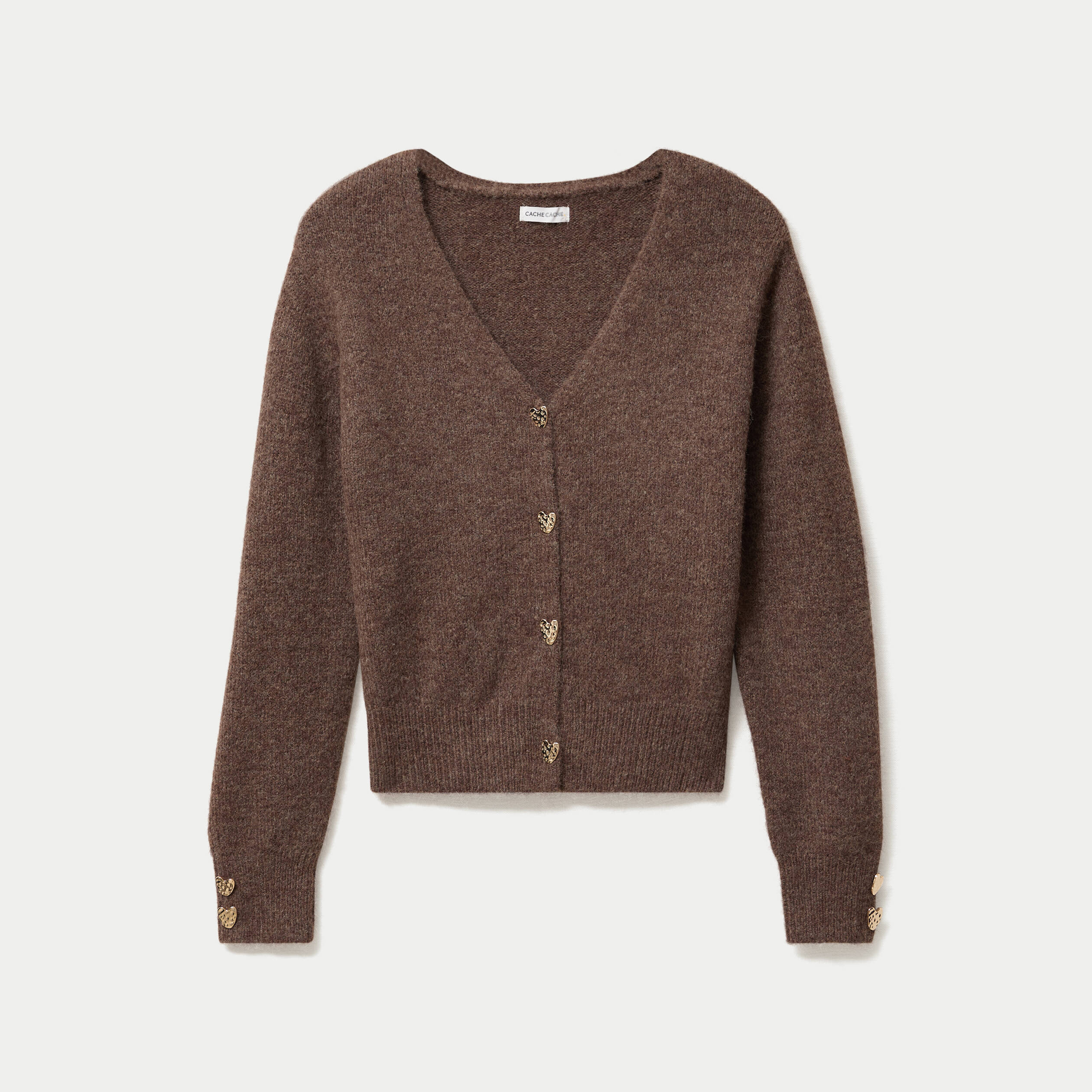 Gilet court avec boutons coeur bordeaux femme