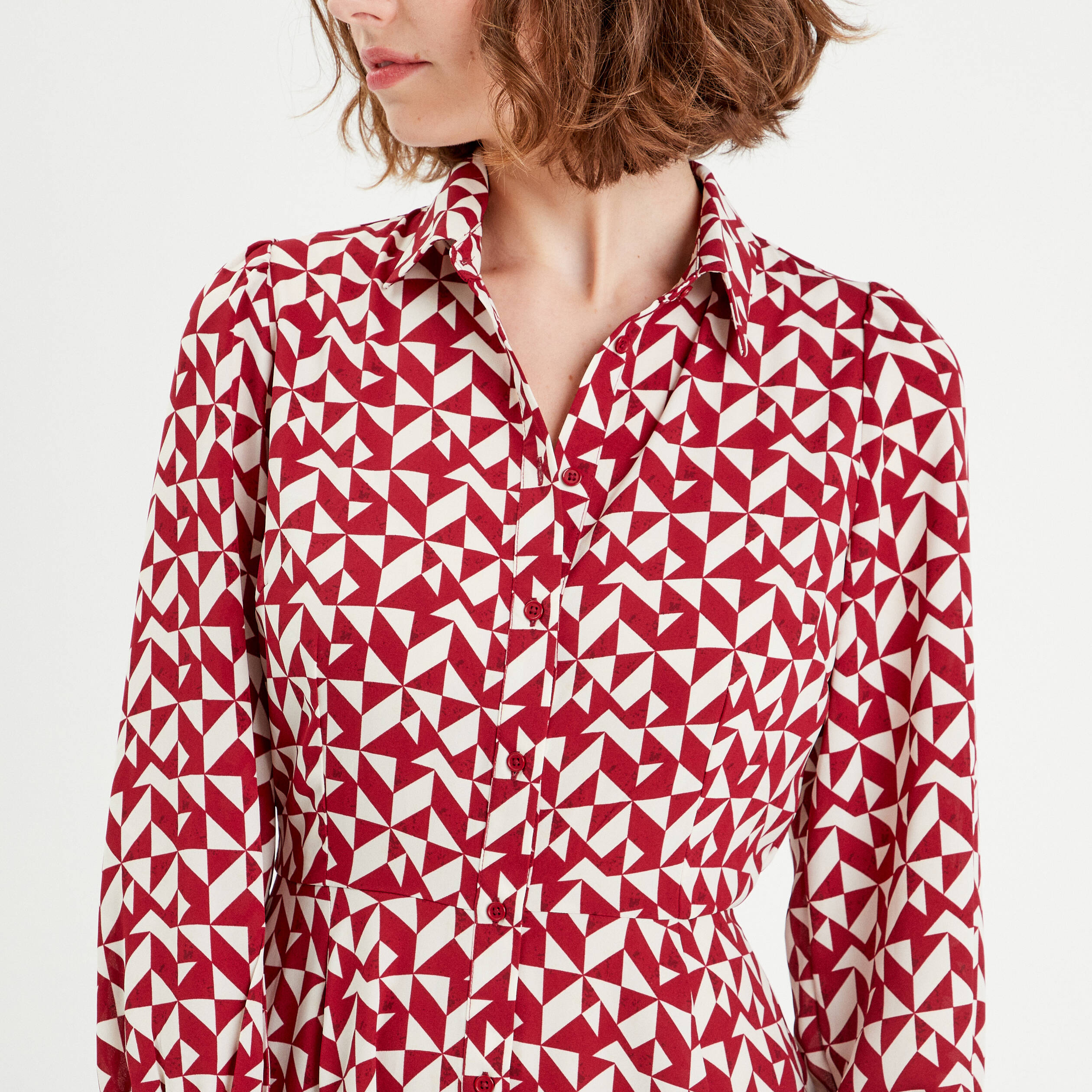robe chemise patineuse rouge femme Robe chemise patineuse rouge femme