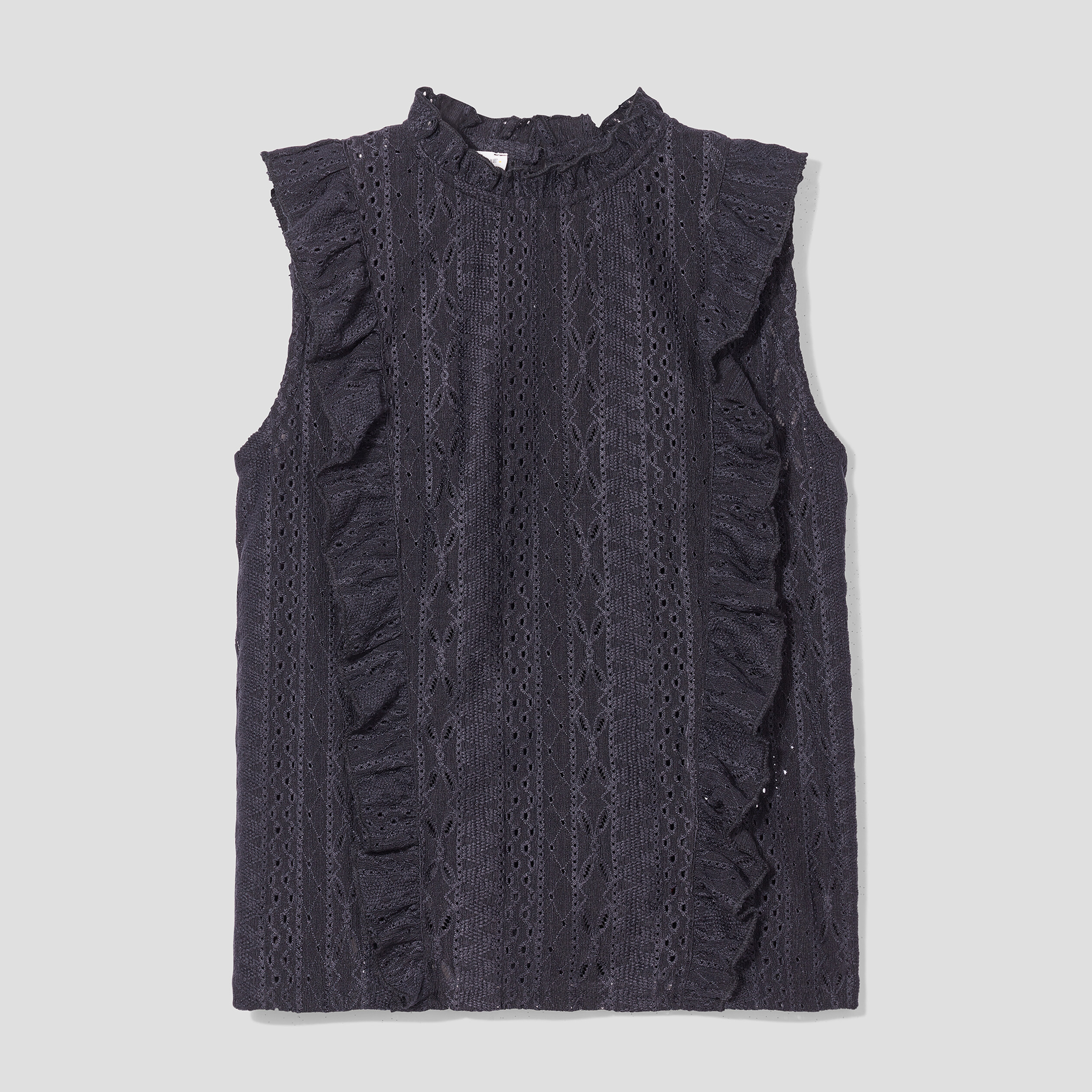 blouse brodee avec volants noir femme Blouse brodée avec volants noir femme