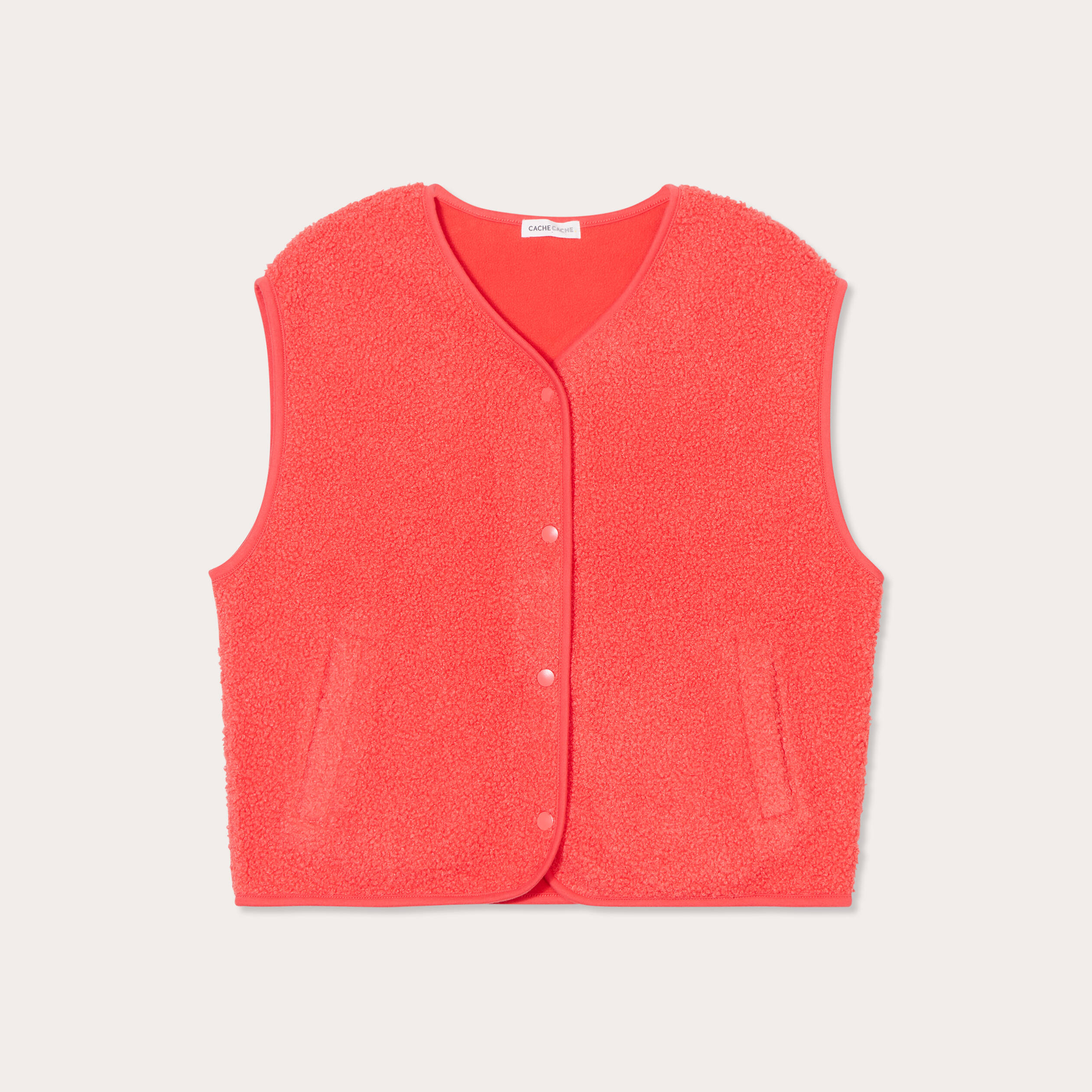 Gilet polaire sans manches rouge femme