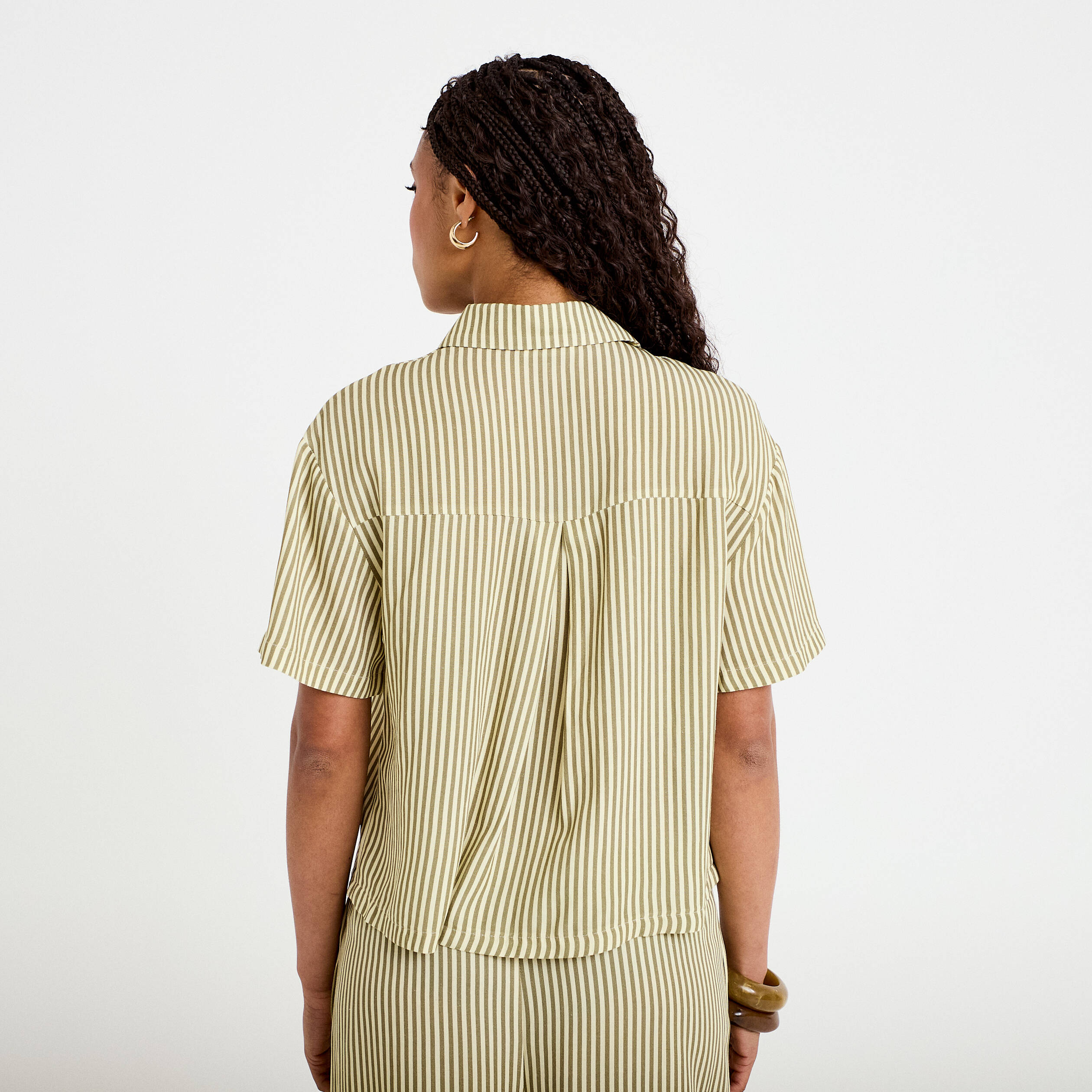Chemise manches courtes jaune femme